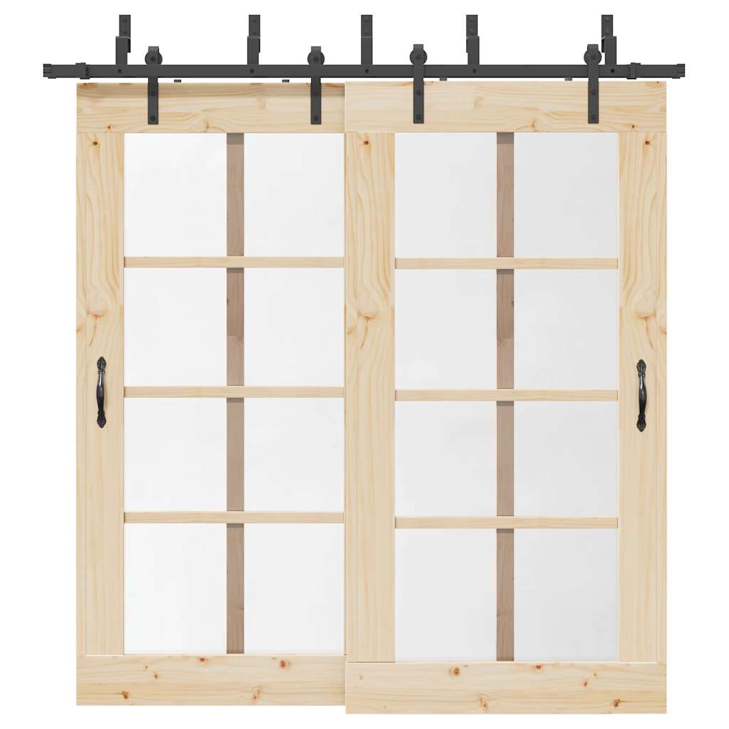 Schiebetürbeschlag-Set 213,5 cm Stahl Schwarz Schiebetürbeschlag-Set 213,5 cm Stahl Schwarz