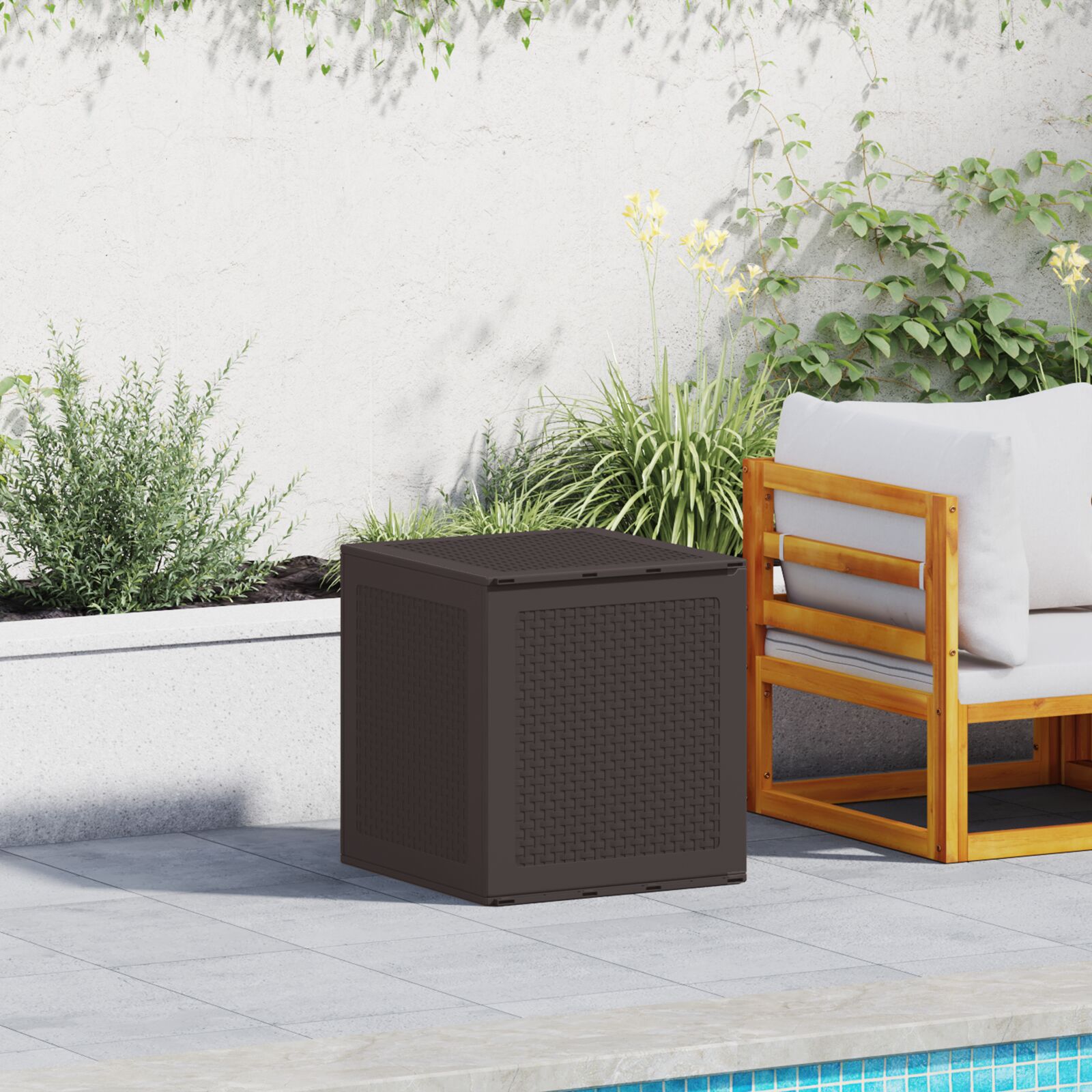 vidaXL Gartenlagerbox Braun 55x53x57 cm PP vidaXL Gartenlagerbox Braun 55x53x57 cm PP