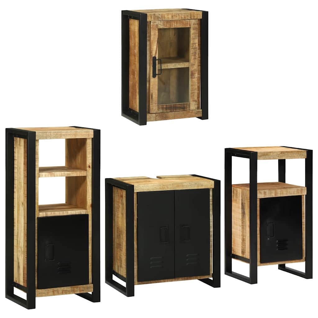 Badezimmermöbel Set mit Tür 4 pcs Braun Massives Mango-Holz Badezimmermöbel Set mit Tür 4 pcs Braun Massives Mango-Holz