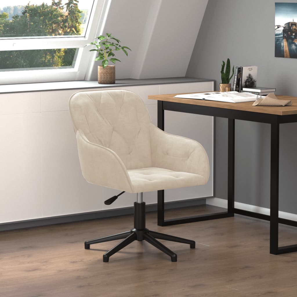 Bürostuhl Drehbar Creme Samt Bürostuhl Drehbar Creme Samt
