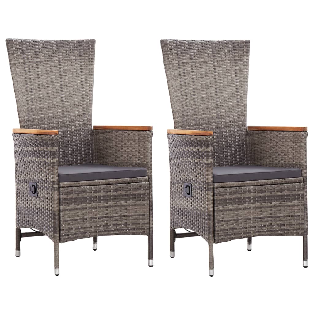 Gartenstühle 2 Stk. mit Auflagen Poly Rattan Grau Gartenstühle 2 Stk. mit Auflagen Poly Rattan Grau