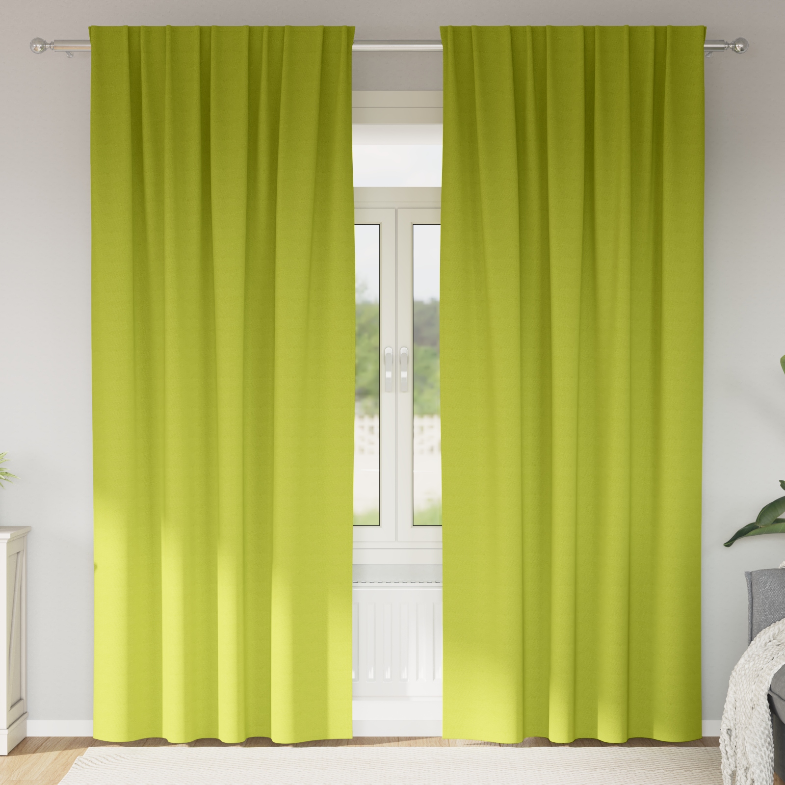 Vorhänge mit Vorhängen 2 pcs Apfelgrün 245 x 140 cm Polyester