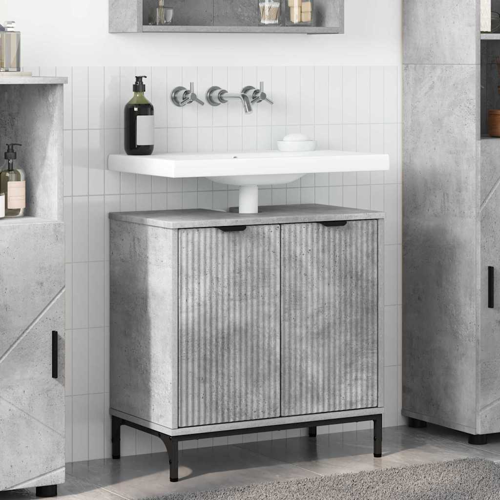 Badezimmer Waschbecken Schrank Betongrau 60,5 x 33,5 x 61 cm