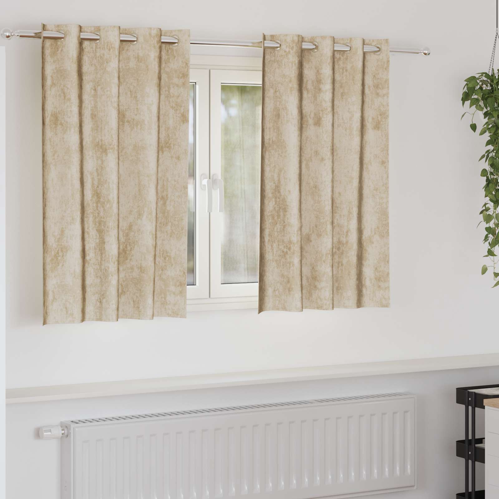 Samtvorhänge 2 Stück mit Ösen Creme 140x140 cm Samtvorhänge 2 Stück mit Ösen Creme 140x140 cm