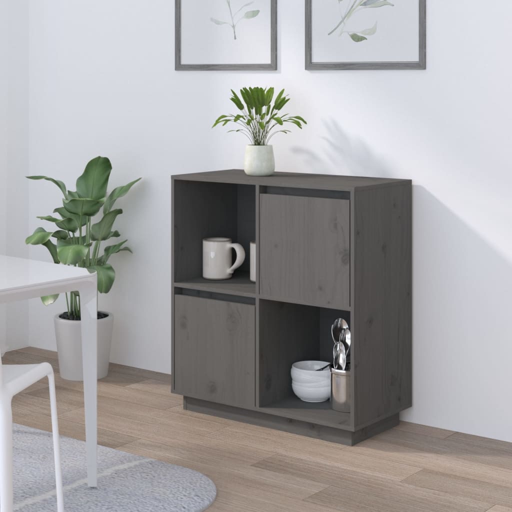 Sideboard Grau 74x35x80 cm Massivholz Kiefer