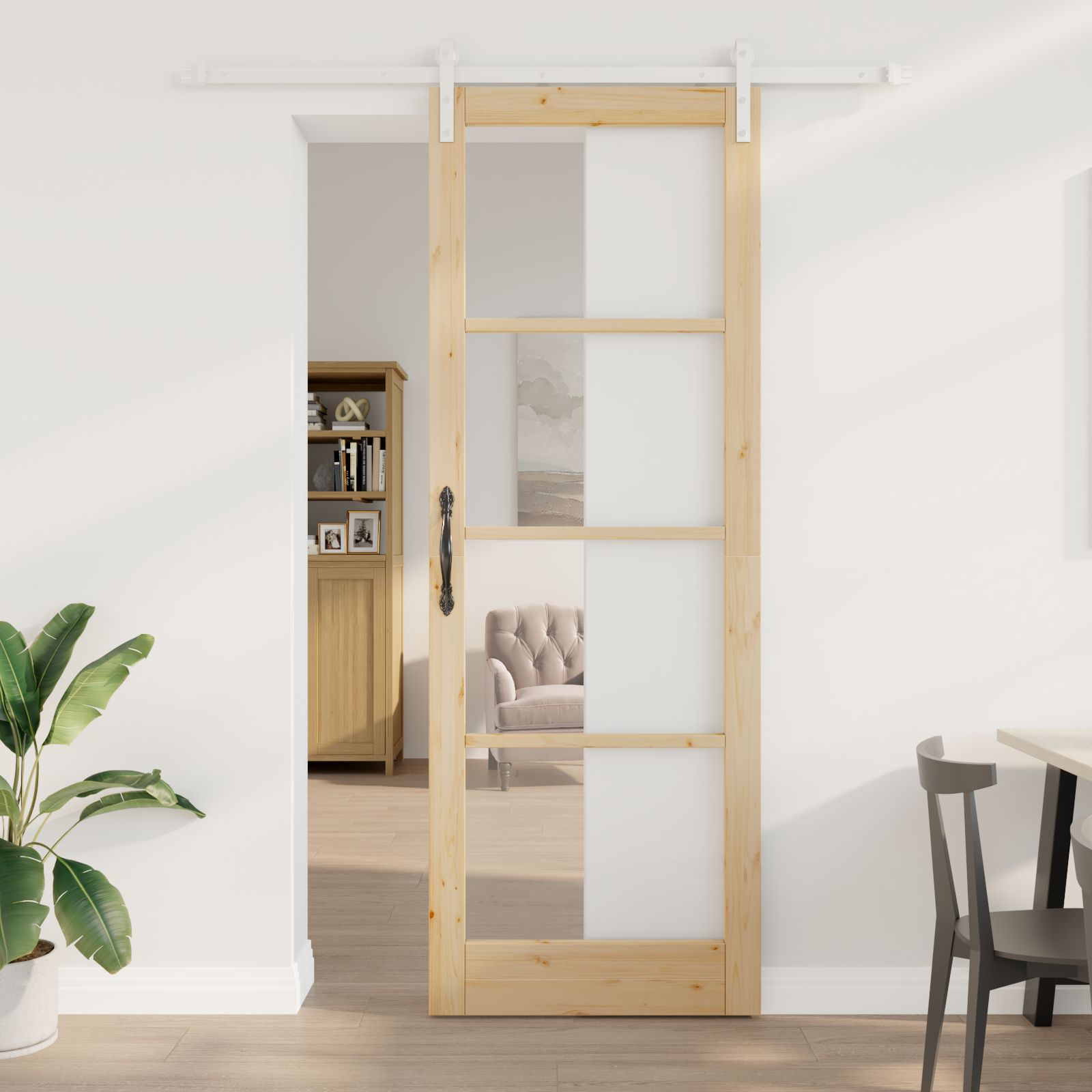 Schiebetür mit Hardware Set 'ORKDAL'Massivholz & Glas Schiebetür mit Hardware Set 'ORKDAL'Massivholz & Glas