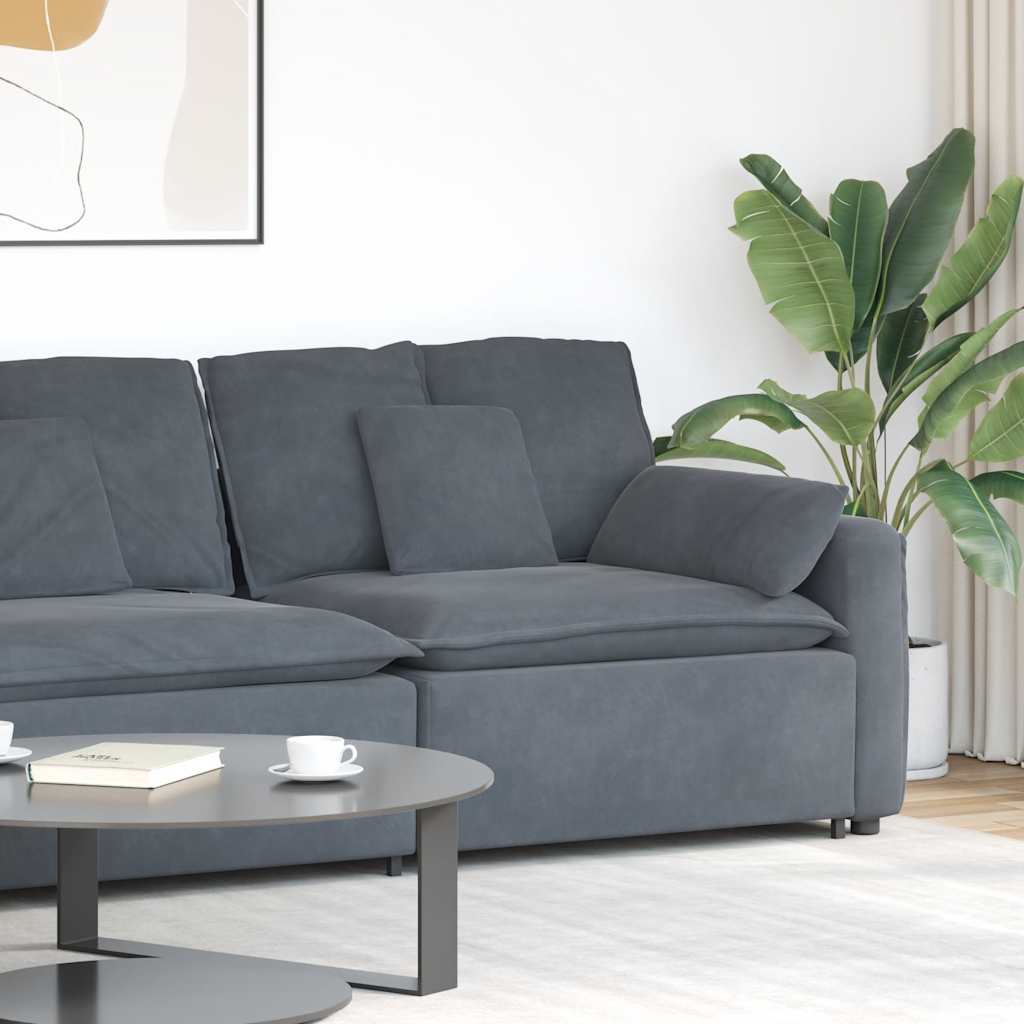 Modulares Sofa Endmodul mit Armlehne Kissen Dunkelgrau 100 cm Modulares Sofa Endmodul mit Armlehne Kissen Dunkelgrau 100 cm