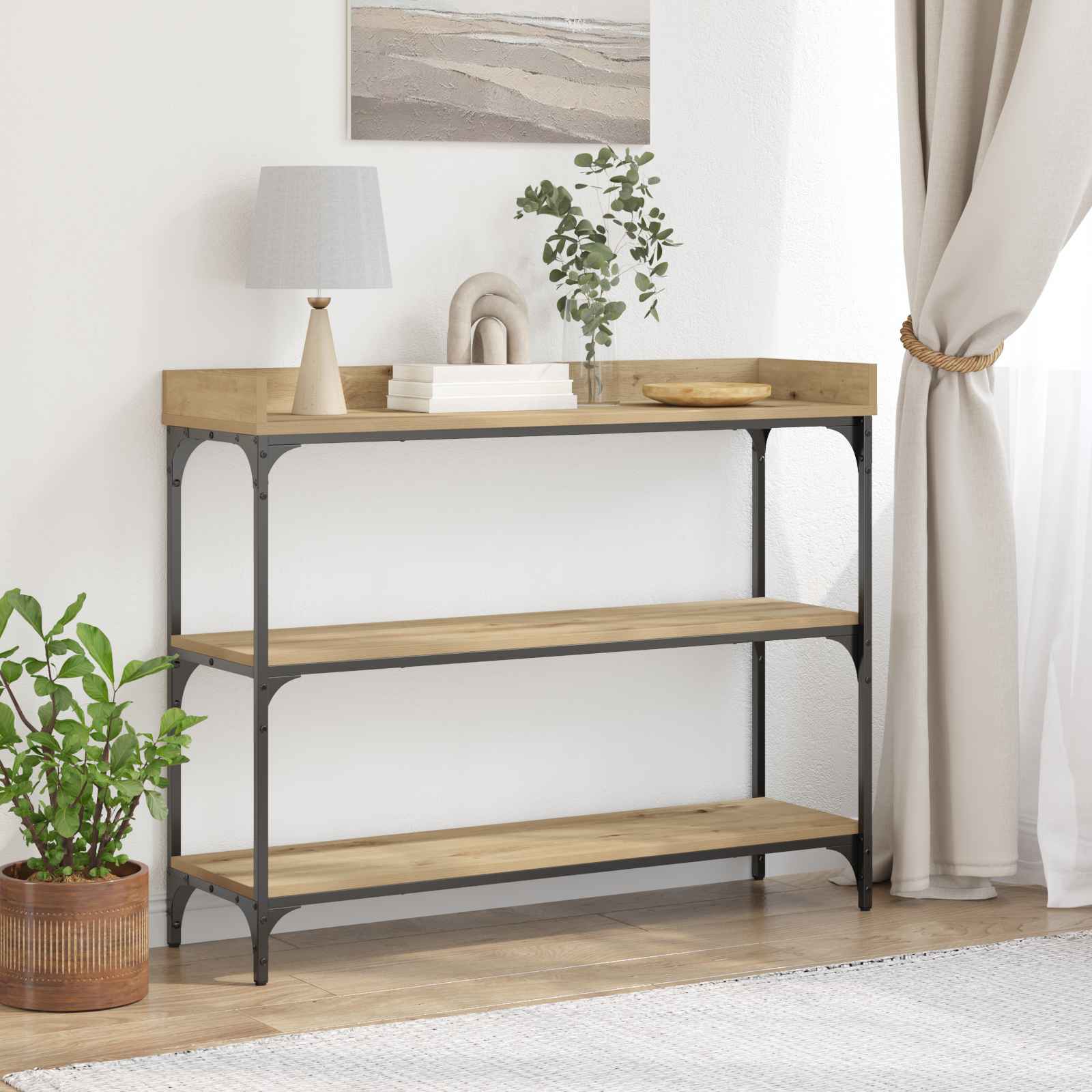Konsolentisch Artisan Eiche 100x30x80 cm Holzwerkstoff & Stahl Konsolentisch Artisan Eiche 100x30x80 cm Holzwerkstoff & Stahl