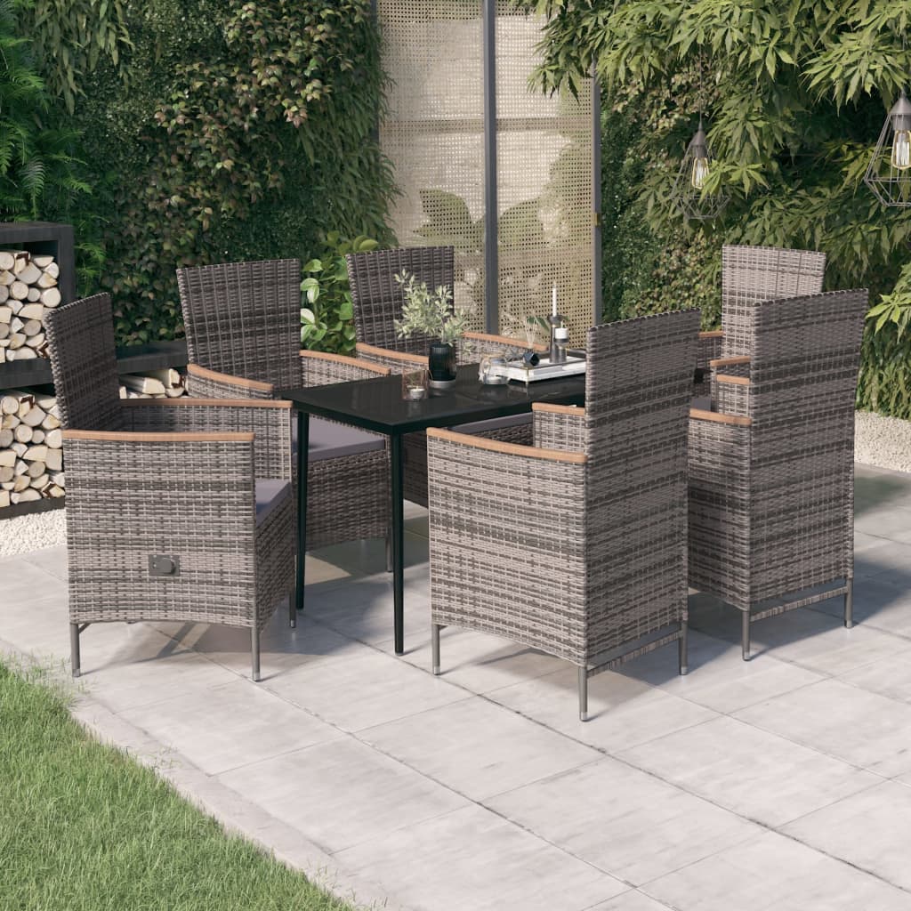 7-tlg. Garten-Essgruppe mit Kissen Grau