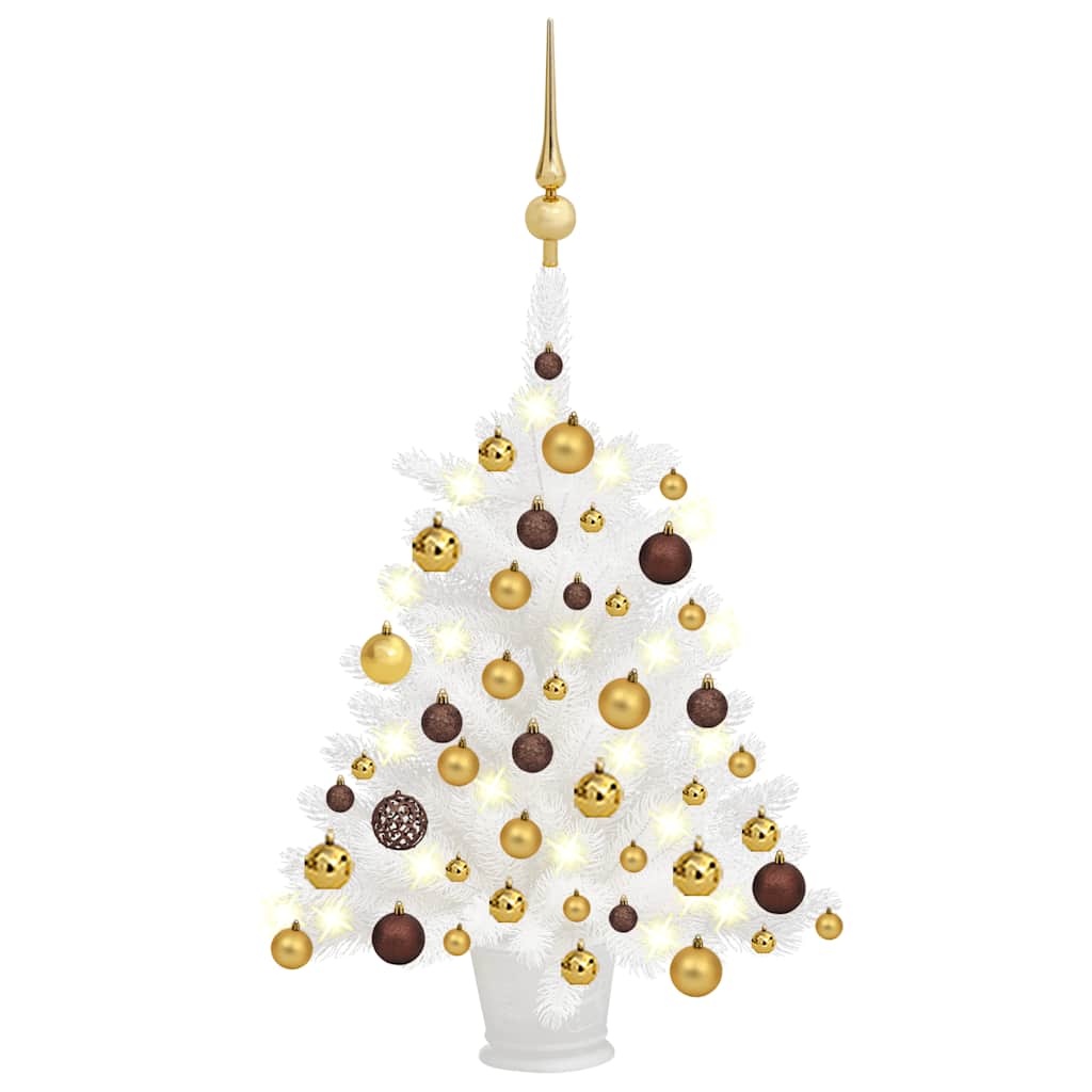 Künstlicher Weihnachtsbaum mit Beleuchtung & Kugeln Weiß 65 cm Künstlicher Weihnachtsbaum mit Beleuchtung & Kugeln Weiß 65 cm