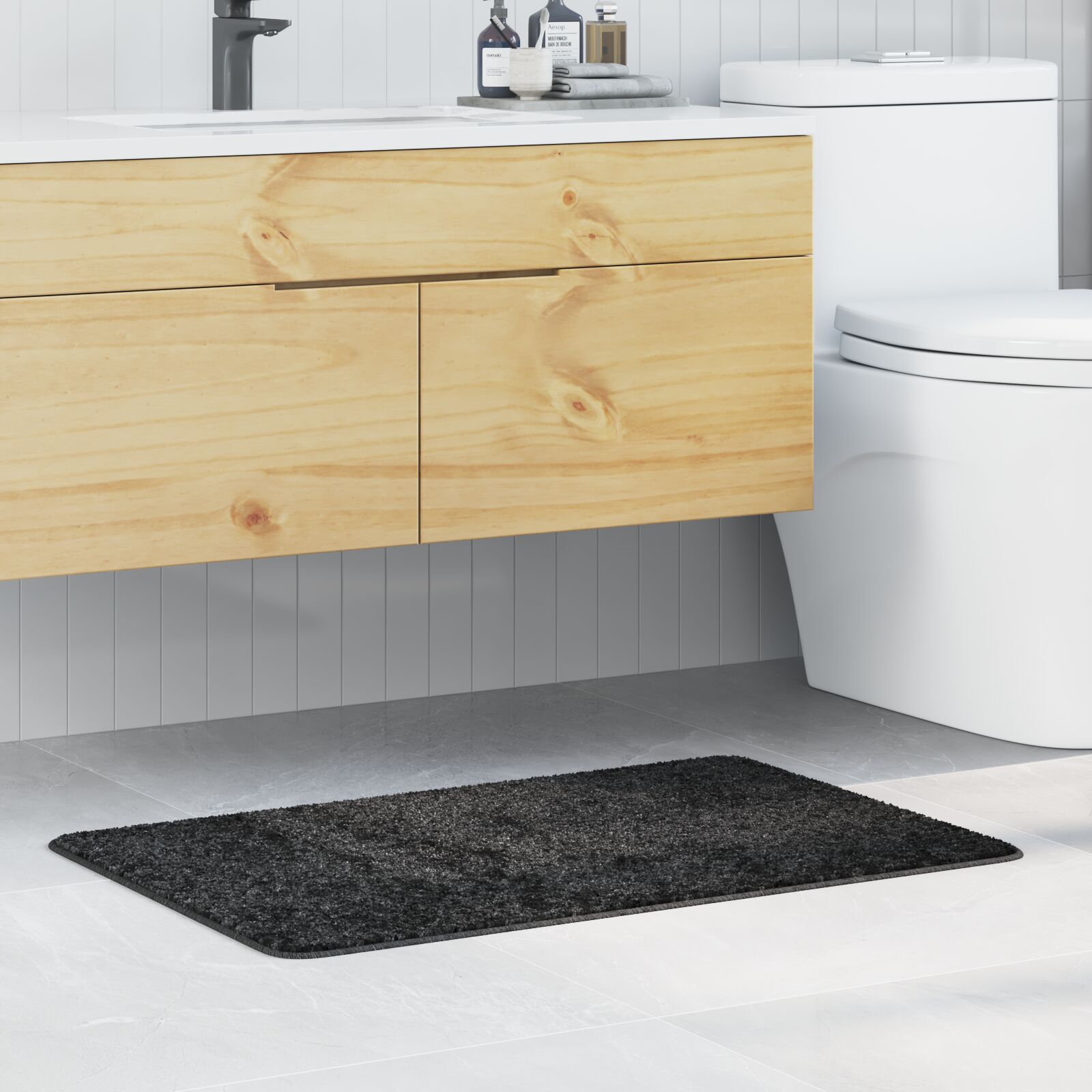 vidaXL Badmatte Rechteckig Dunkelgrau 60x90 cm Polypropylen Rutschfest vidaXL Badmatte Rechteckig Dunkelgrau 60x90 cm Polypropylen Rutschfest