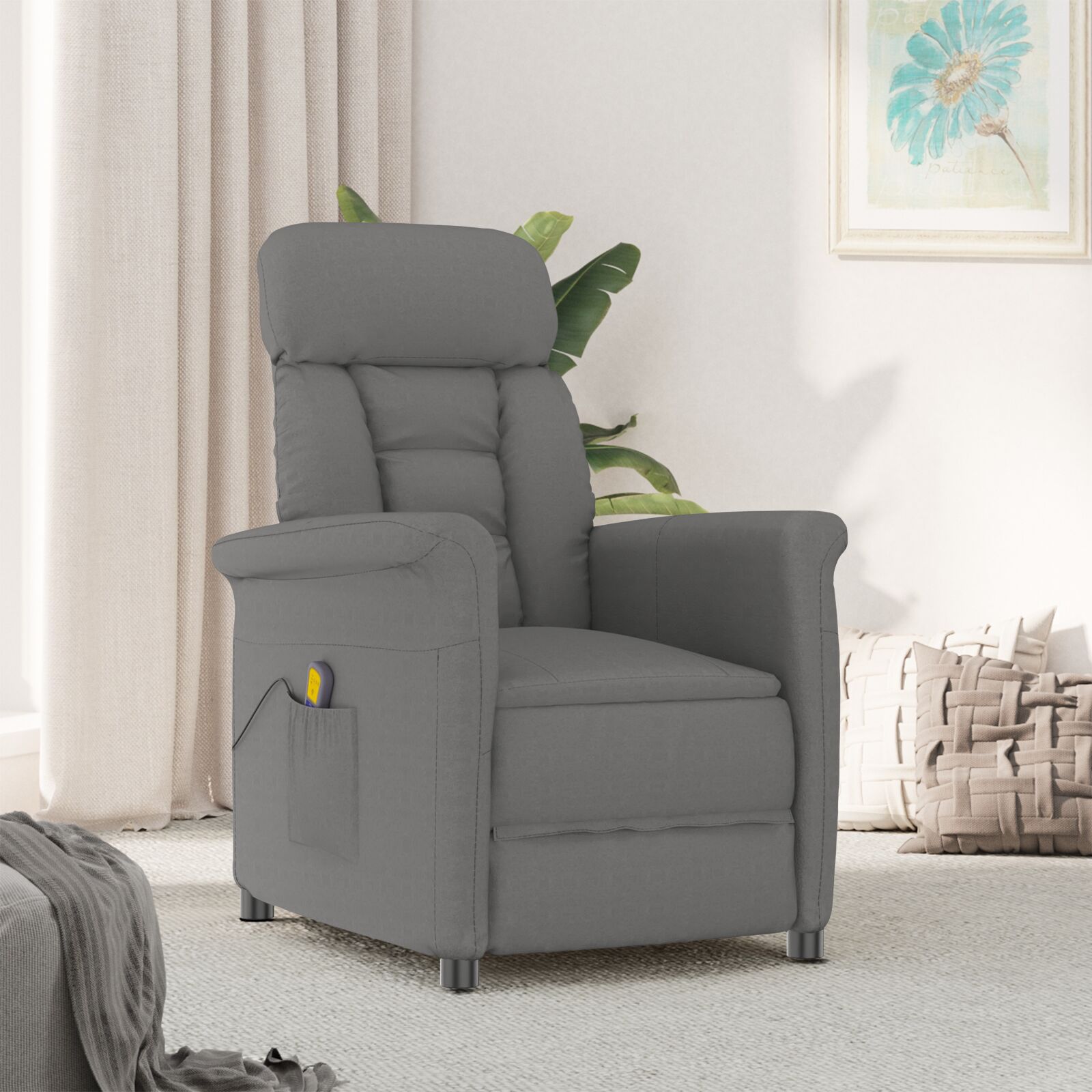 vidaXL Massagesessel Dunkelgrau Mikrofaser vidaXL Massagesessel Dunkelgrau Mikrofaser