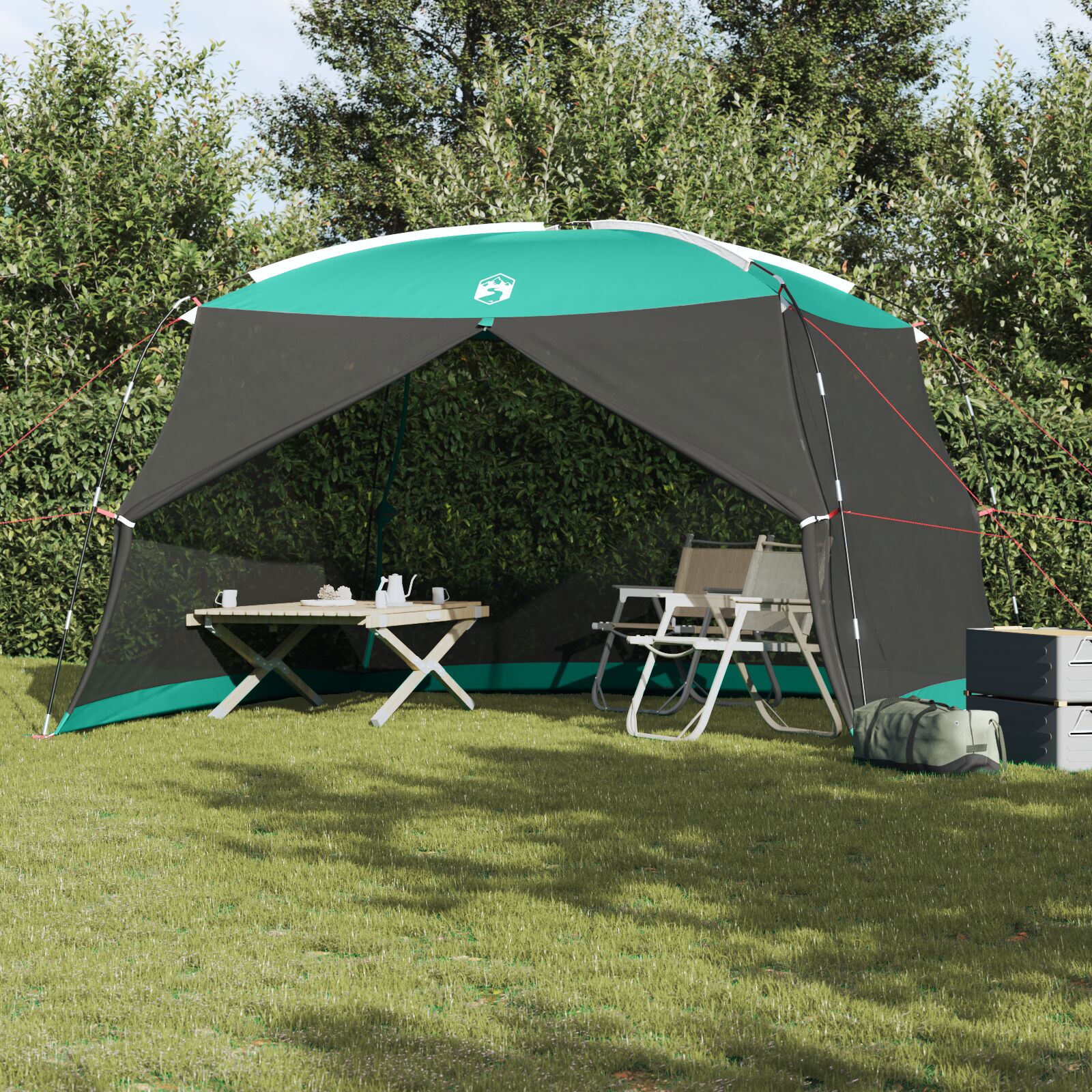 vidaXL Camping-Moskito-Netz mit Tür Grün für 4 Personen Wasserfest