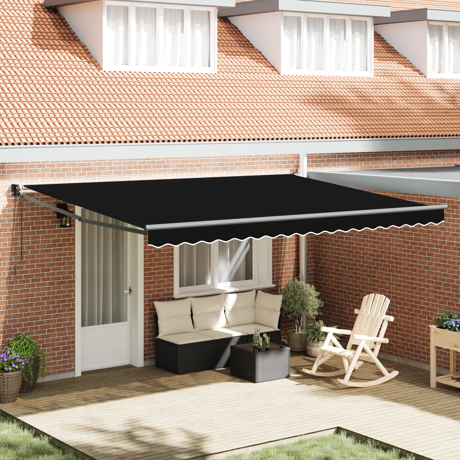 Automatische Einziehbare Markise Schwarz 450x300 cm Automatische Einziehbare Markise Schwarz 450x300 cm
