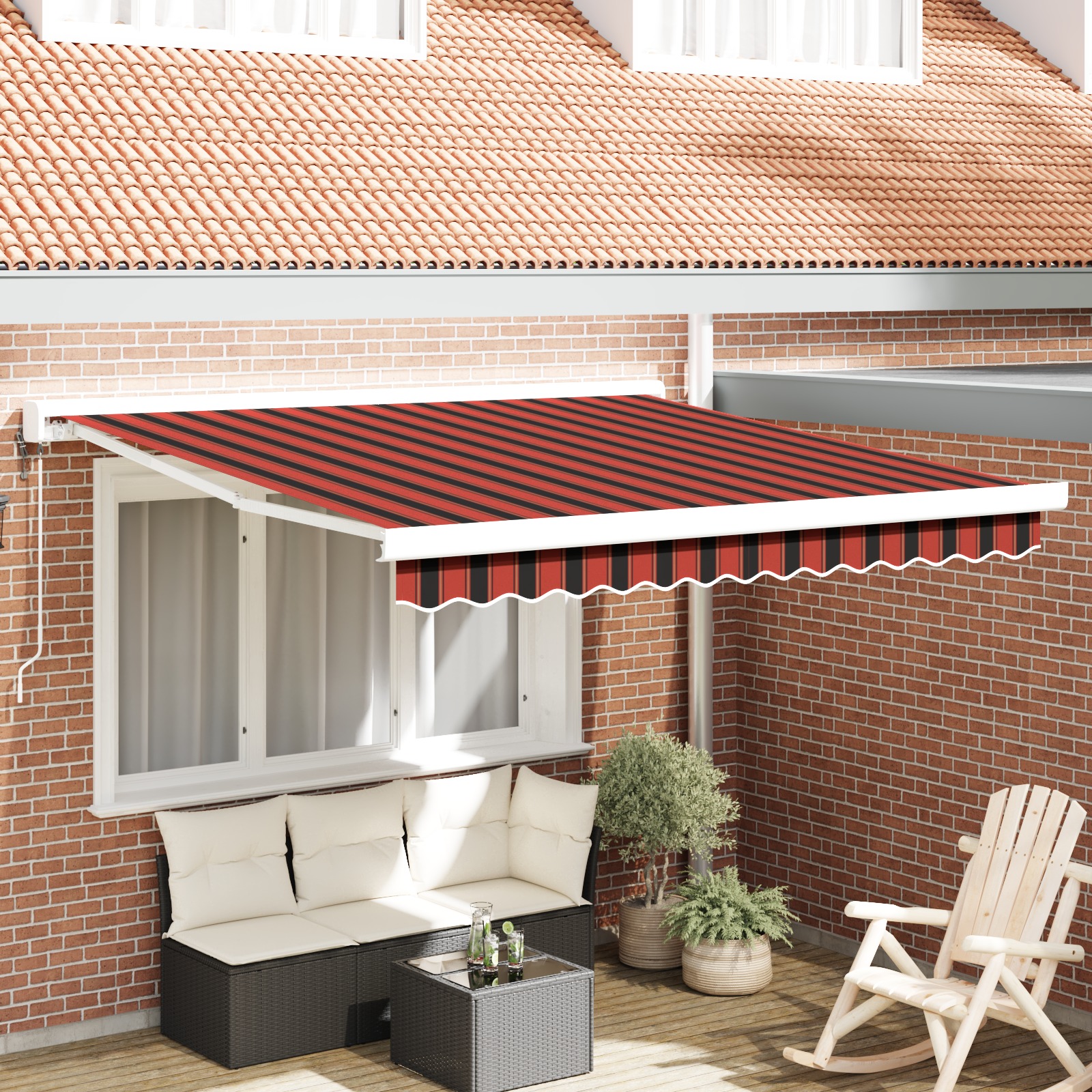 Automatische Ausziehbare Markise Orange und Braun 300x250 cm Automatische Ausziehbare Markise Orange und Braun 300x250 cm