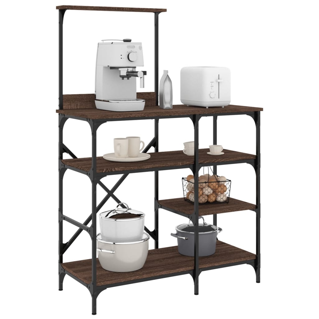 Bäckerregal Braun Eichen-Optik 90x40x132cm Holzwerkstoff Metall Bäckerregal Braun Eichen-Optik 90x40x132cm Holzwerkstoff Metall