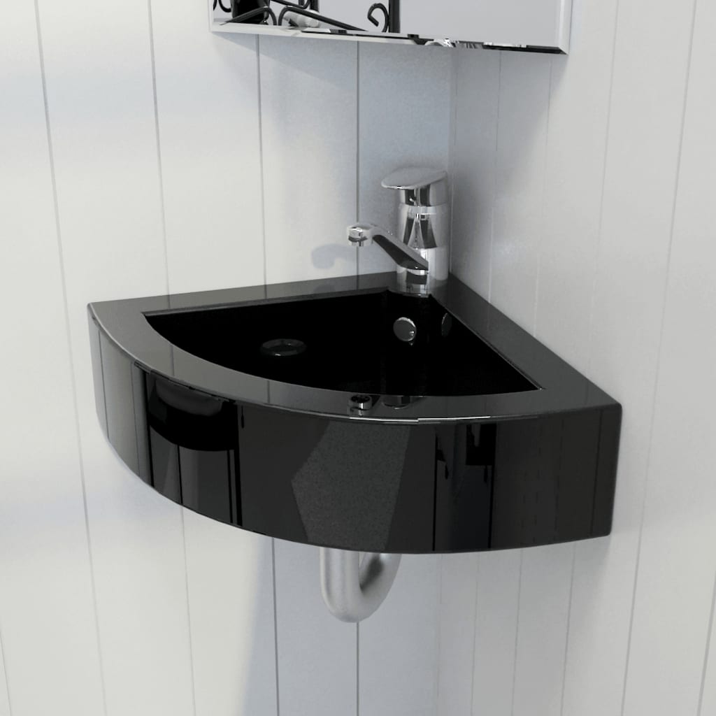 Waschbecken mit Überlauf 45 x 32 x 12,5 cm Schwarz Waschbecken mit Überlauf 45 x 32 x 12,5 cm Schwarz
