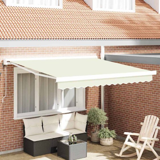Einziehbare Markise Creme 300 x 250 cm Stoff, Metall