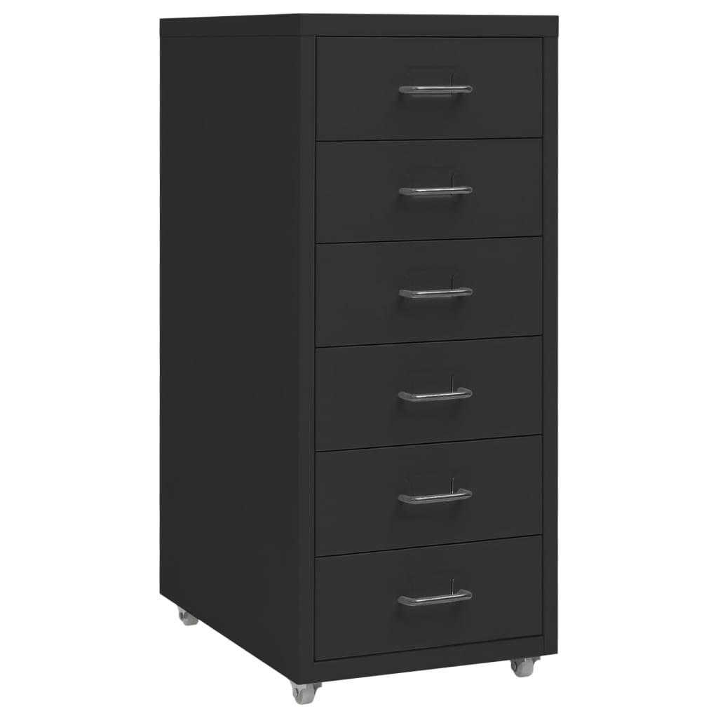 Aktenschrank mit Rollen Schwarz 28x41x69 cm Metall Aktenschrank mit Rollen Schwarz 28x41x69 cm Metall