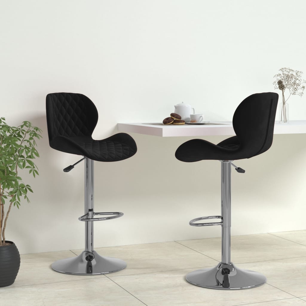 Barhocker 2 Stk. Schwarz Samt Barhocker 2 Stk. Schwarz Samt