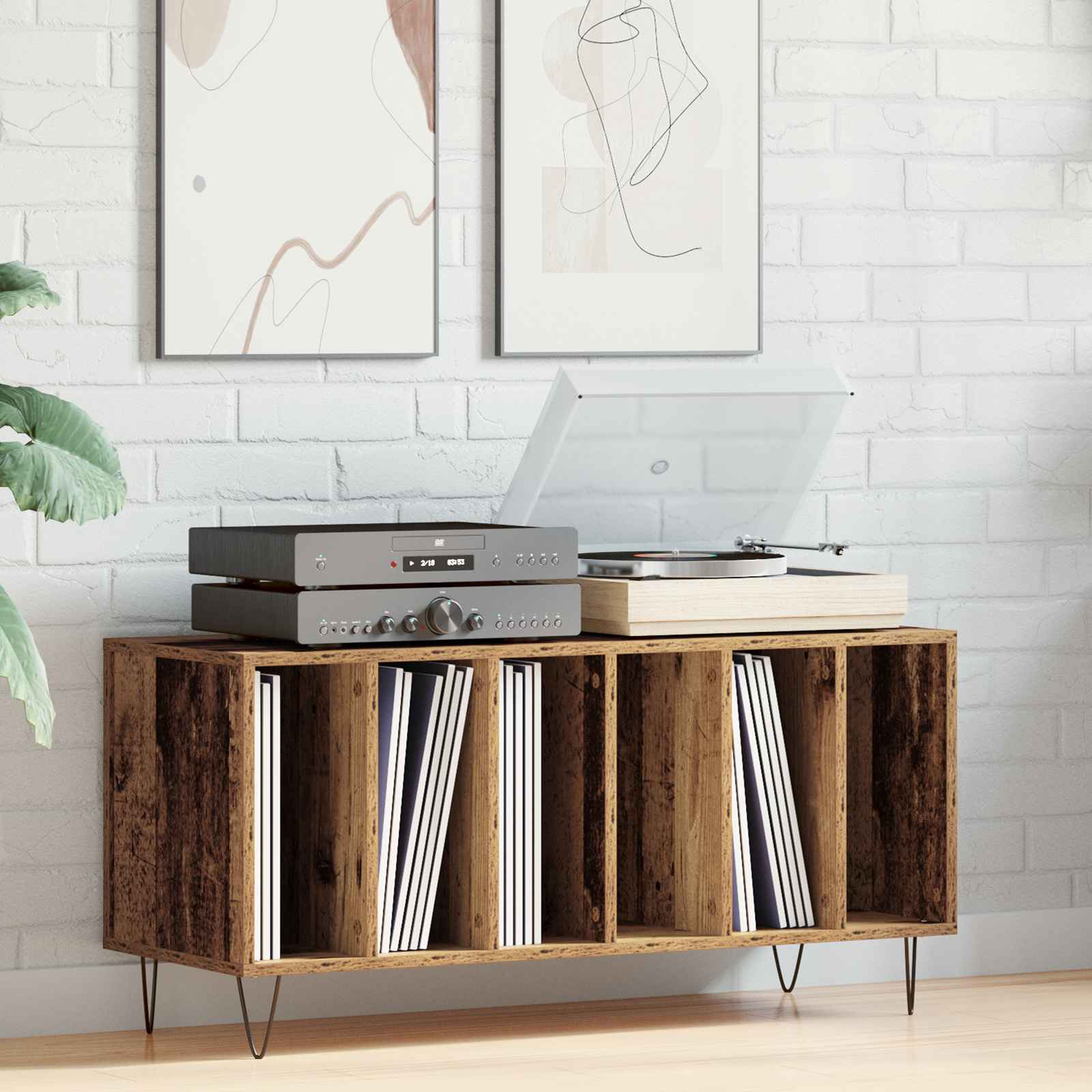 Schallplattenschrank Artisan Oak 100x38x48 cm Holzwerkstoff Schallplattenschrank Artisan Oak 100x38x48 cm Holzwerkstoff