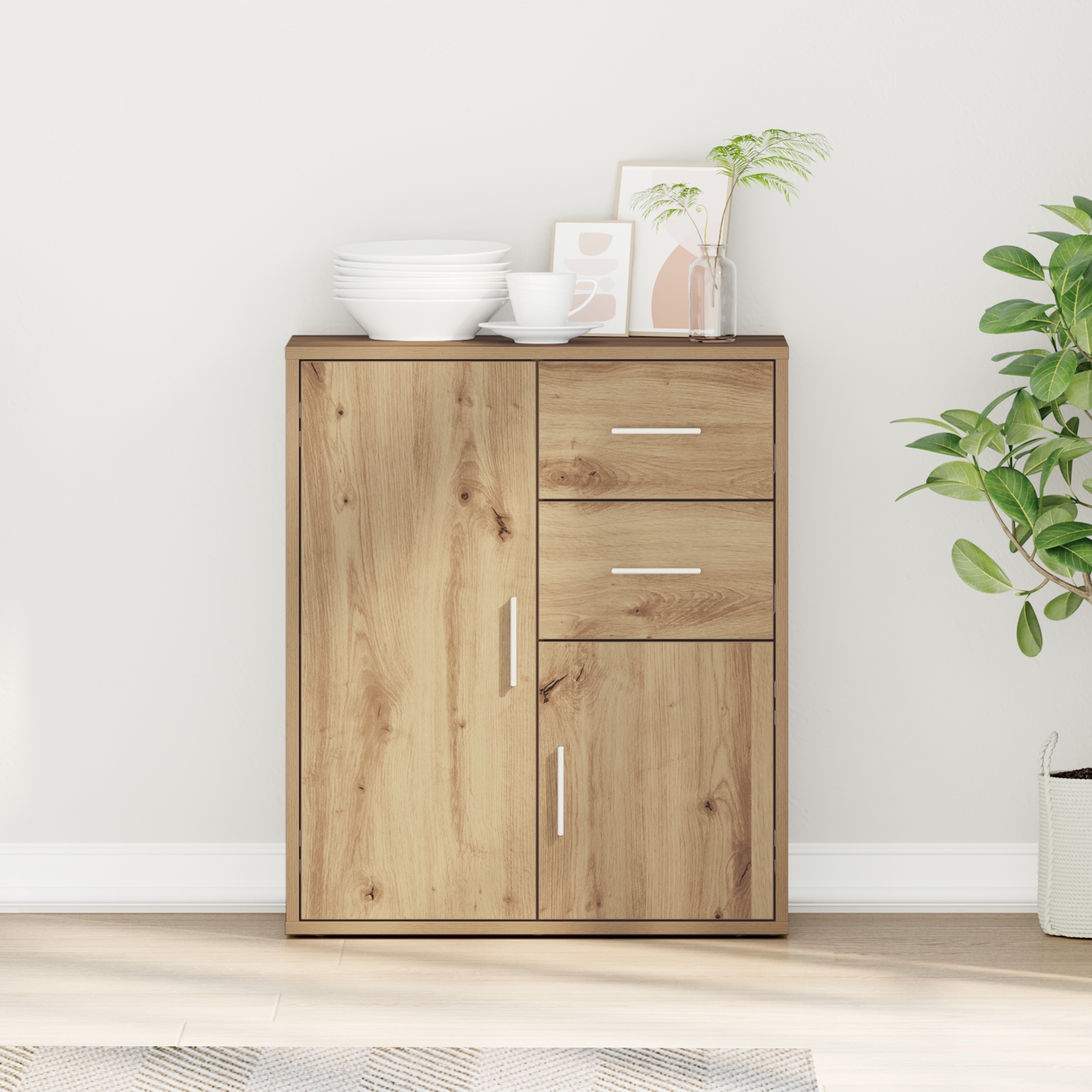 Sideboard Eiche handwerklich 60 x 31 x 70 cm Holzwerkstoff Sideboard Eiche handwerklich 60 x 31 x 70 cm Holzwerkstoff