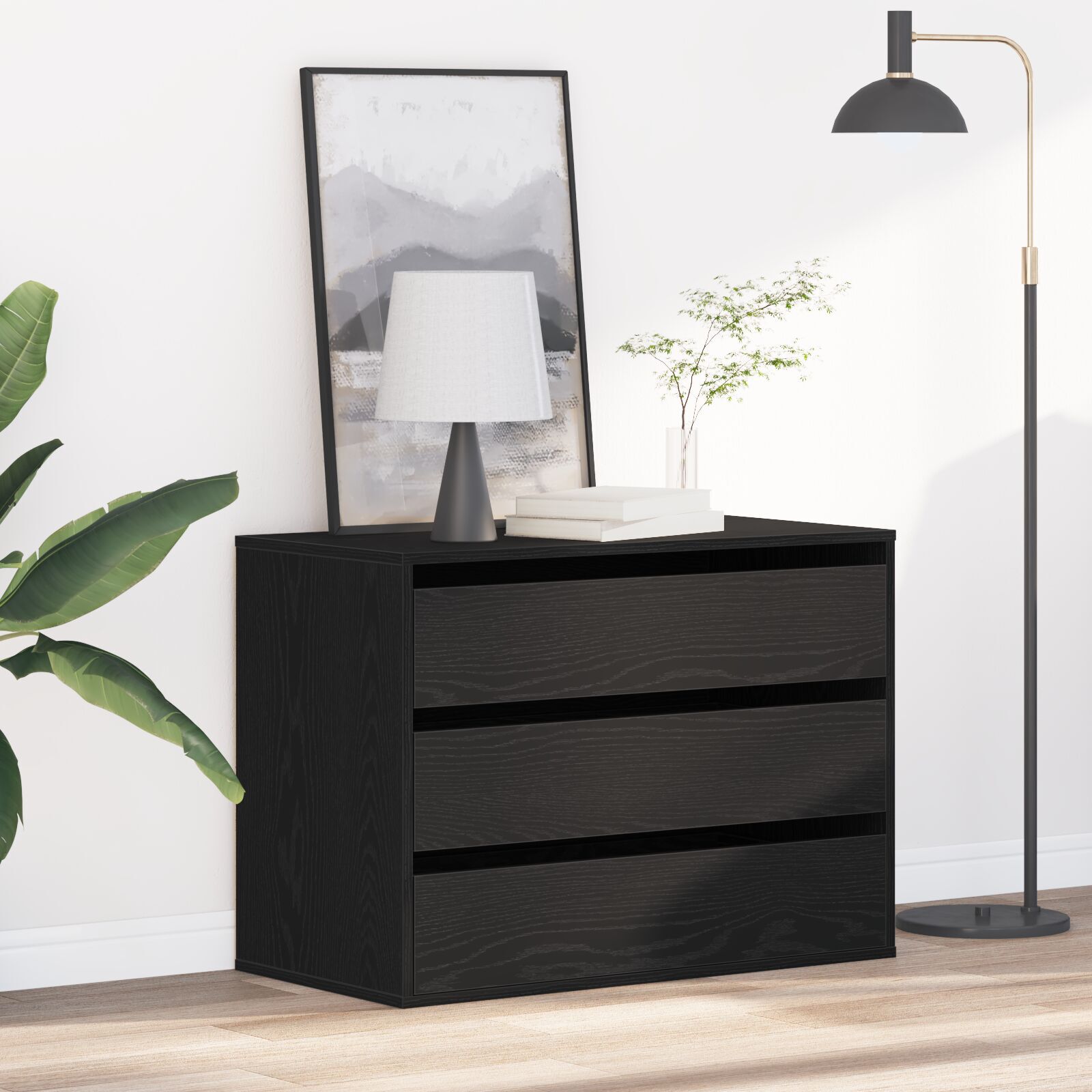 Eckkommode Schwarz Eiche 80x41x58 cm Holzwerkstoff Eckkommode Schwarz Eiche 80x41x58 cm Holzwerkstoff