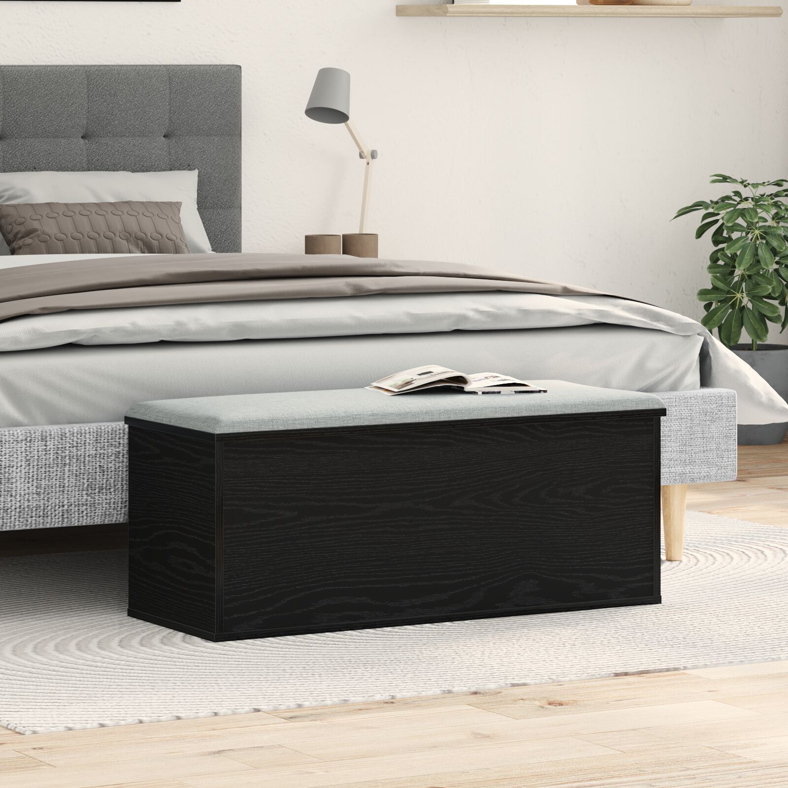 Aufbewahrungsbox Schwarz Eiche 90x35x35 cm Holzwerkstoff Aufbewahrungsbox Schwarz Eiche 90x35x35 cm Holzwerkstoff