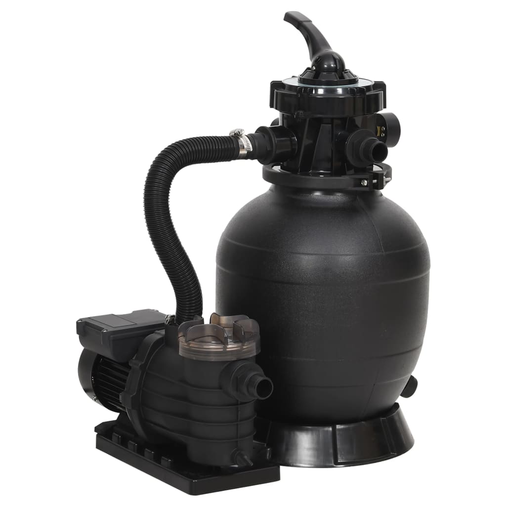 Pool-Sandfilteranlage mit Vorfilter Schwarz Pool-Sandfilteranlage mit Vorfilter Schwarz