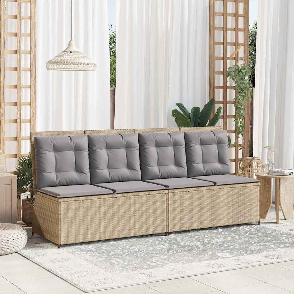 Gartenbank mit Kissen Beige Poly Rattan Gartenbank mit Kissen Beige Poly Rattan