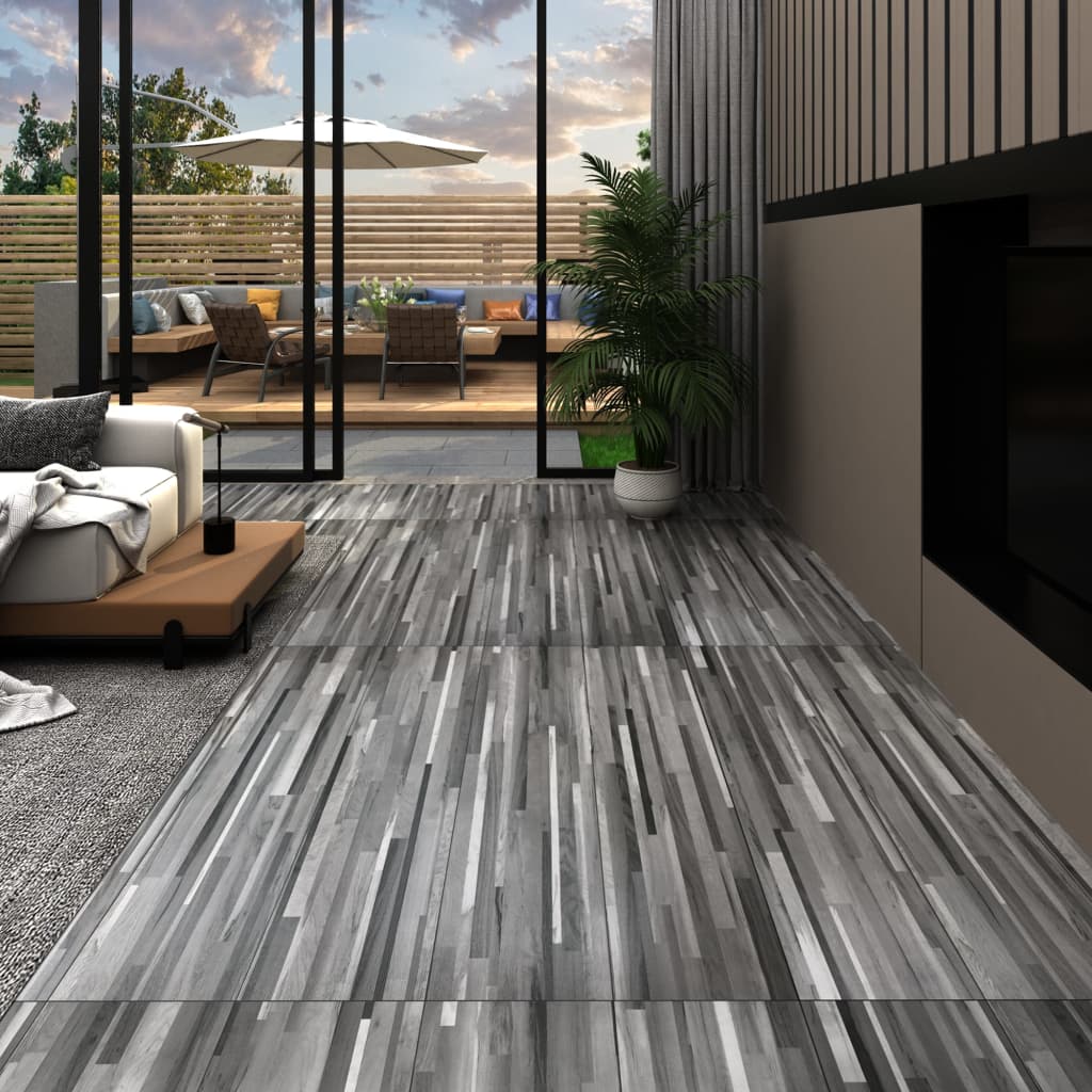 PVC-Fliesen Nicht Selbstklebend 5,26 m² 2 mm Grau Gestreift