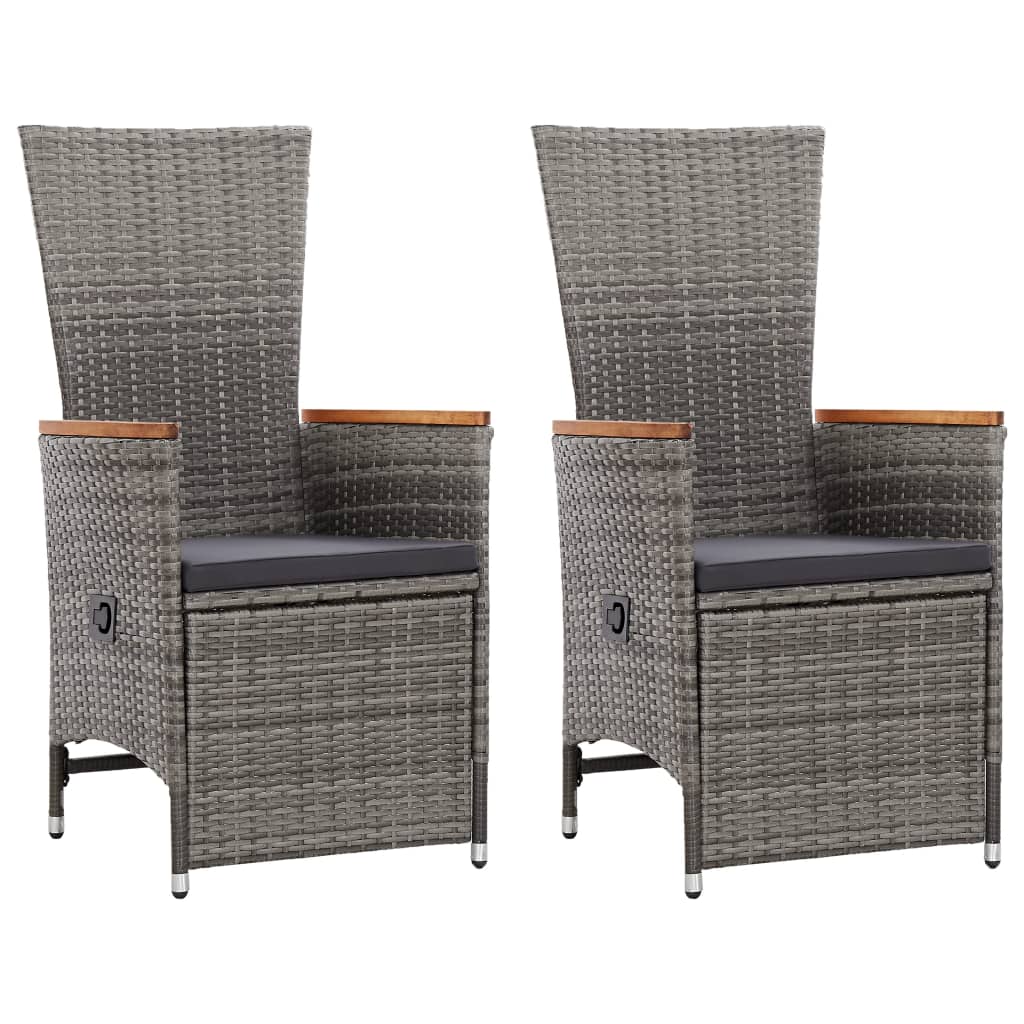 Garten-Liegestühle 2 Stk. mit Auflagen Poly Rattan Grau Garten-Liegestühle 2 Stk. mit Auflagen Poly Rattan Grau