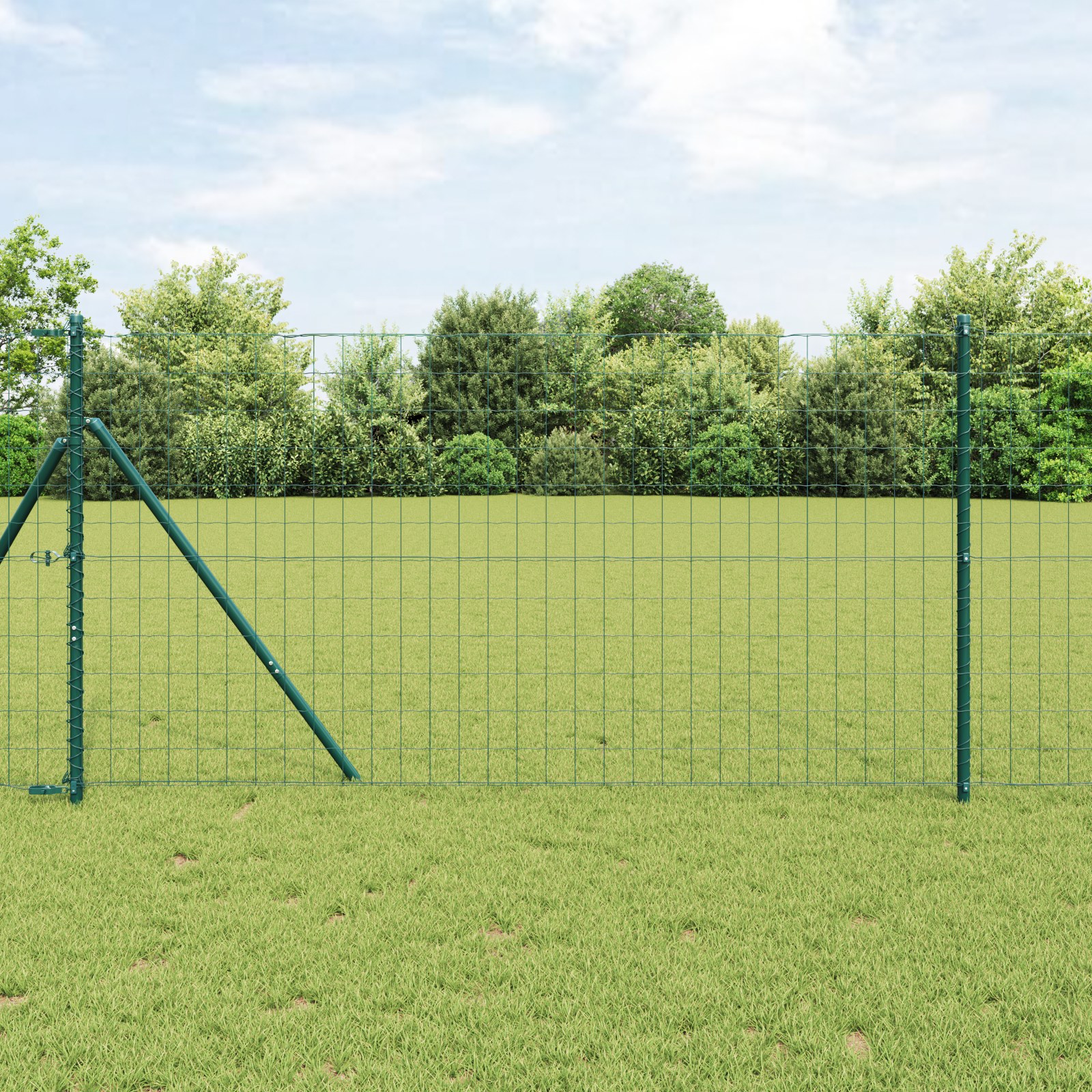 Euro-Zaun mit 13 Pfosten 1x25 m Galvanisierter Stahl Grün Euro-Zaun mit 13 Pfosten 1x25 m Galvanisierter Stahl Grün
