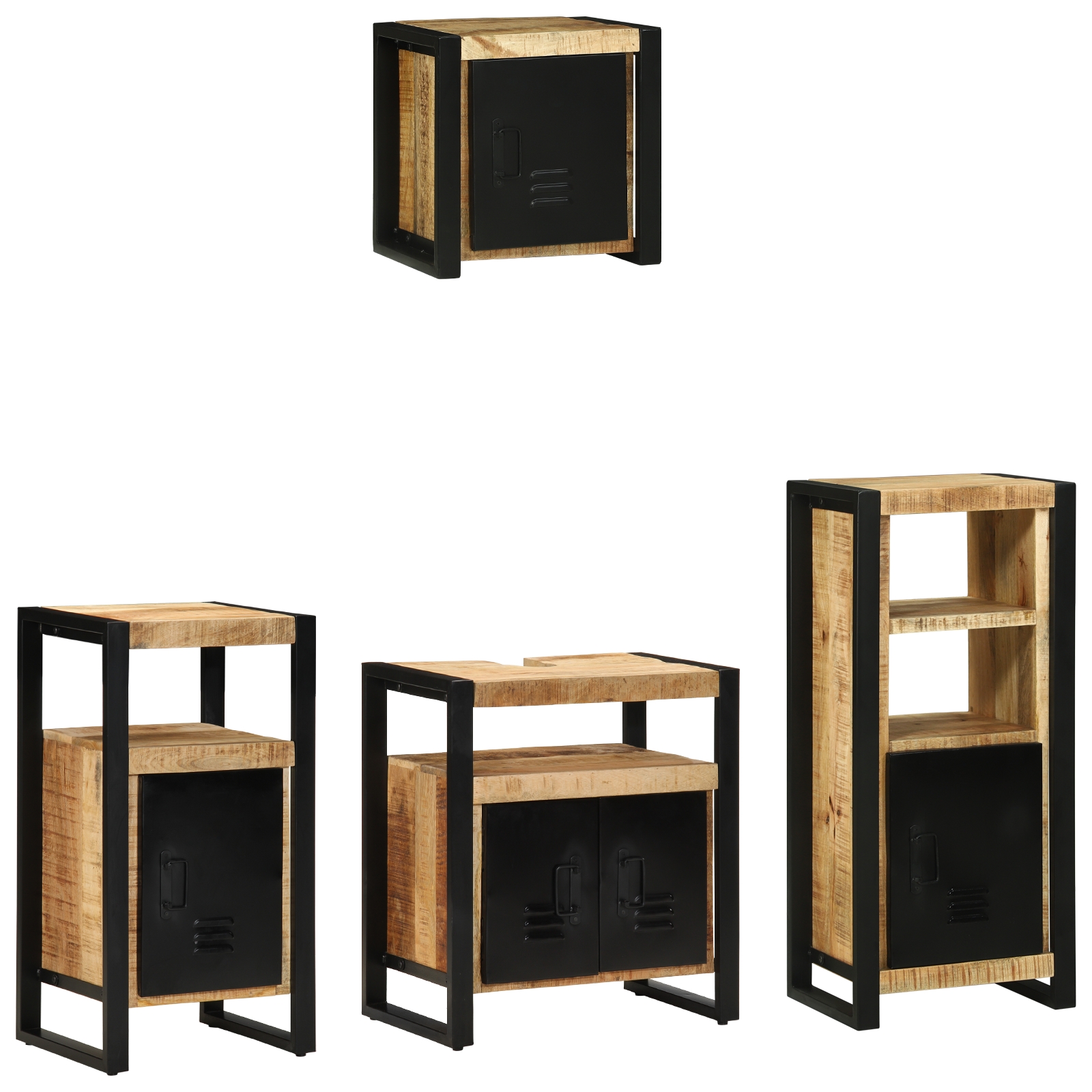 Badezimmermöbel Set mit Regal 4 pcs Braun Massives Mango-Holz Badezimmermöbel Set mit Regal 4 pcs Braun Massives Mango-Holz