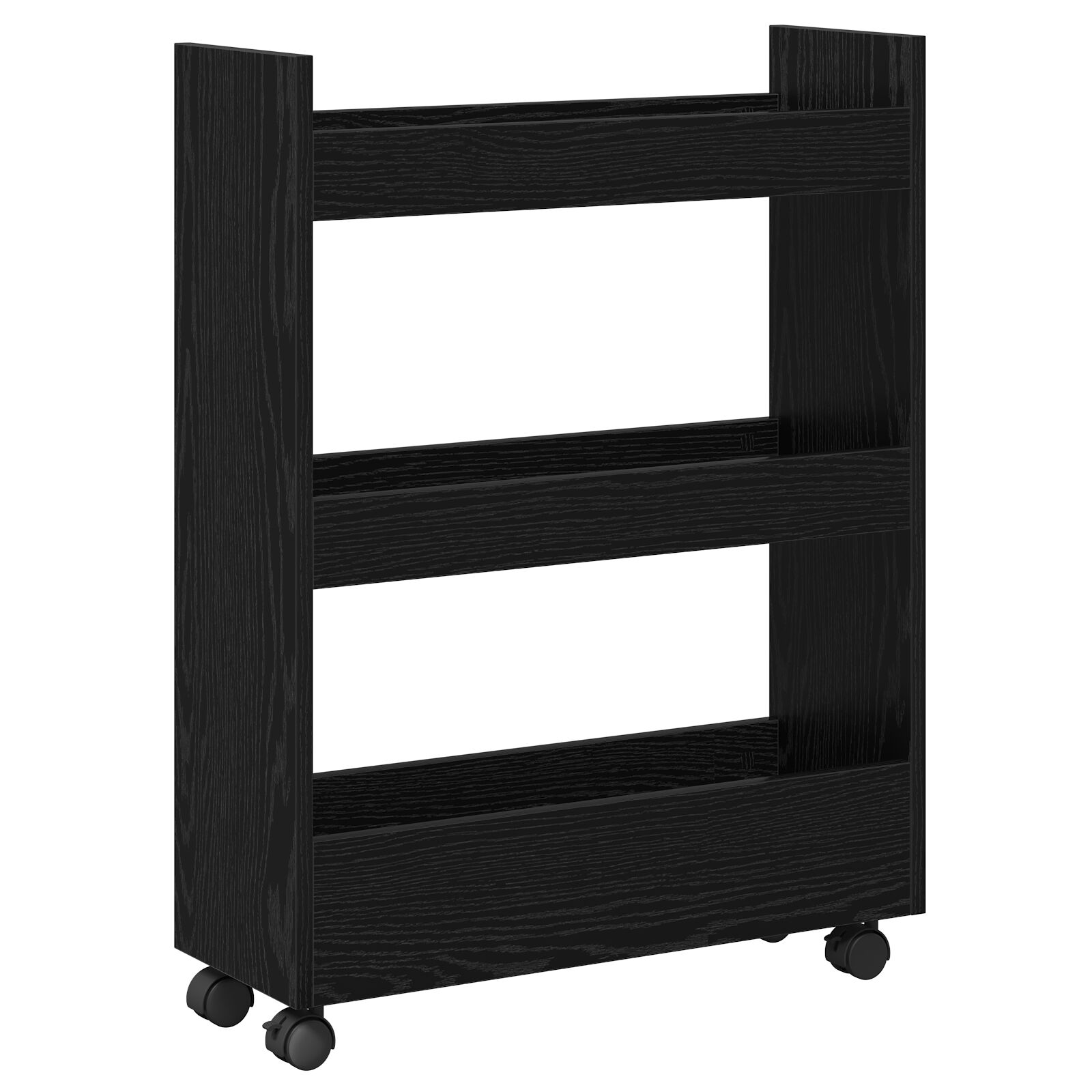 schmaler Aufbewahrungstrolley 3 Tier Schwarze Eiche Ingenieuholz schmaler Aufbewahrungstrolley 3 Tier Schwarze Eiche Ingenieuholz