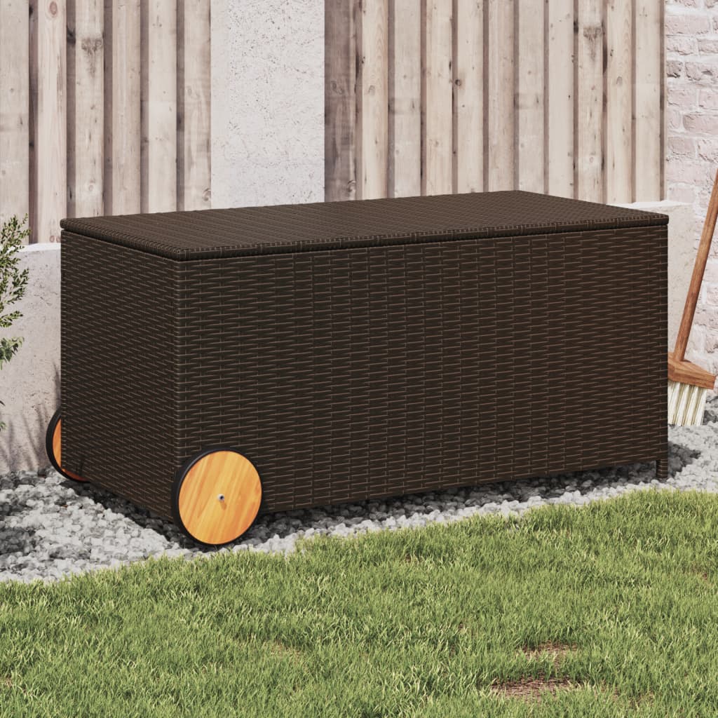 Gartentruhe mit Rollen Braun 190L Poly Rattan Gartentruhe mit Rollen Braun 190L Poly Rattan