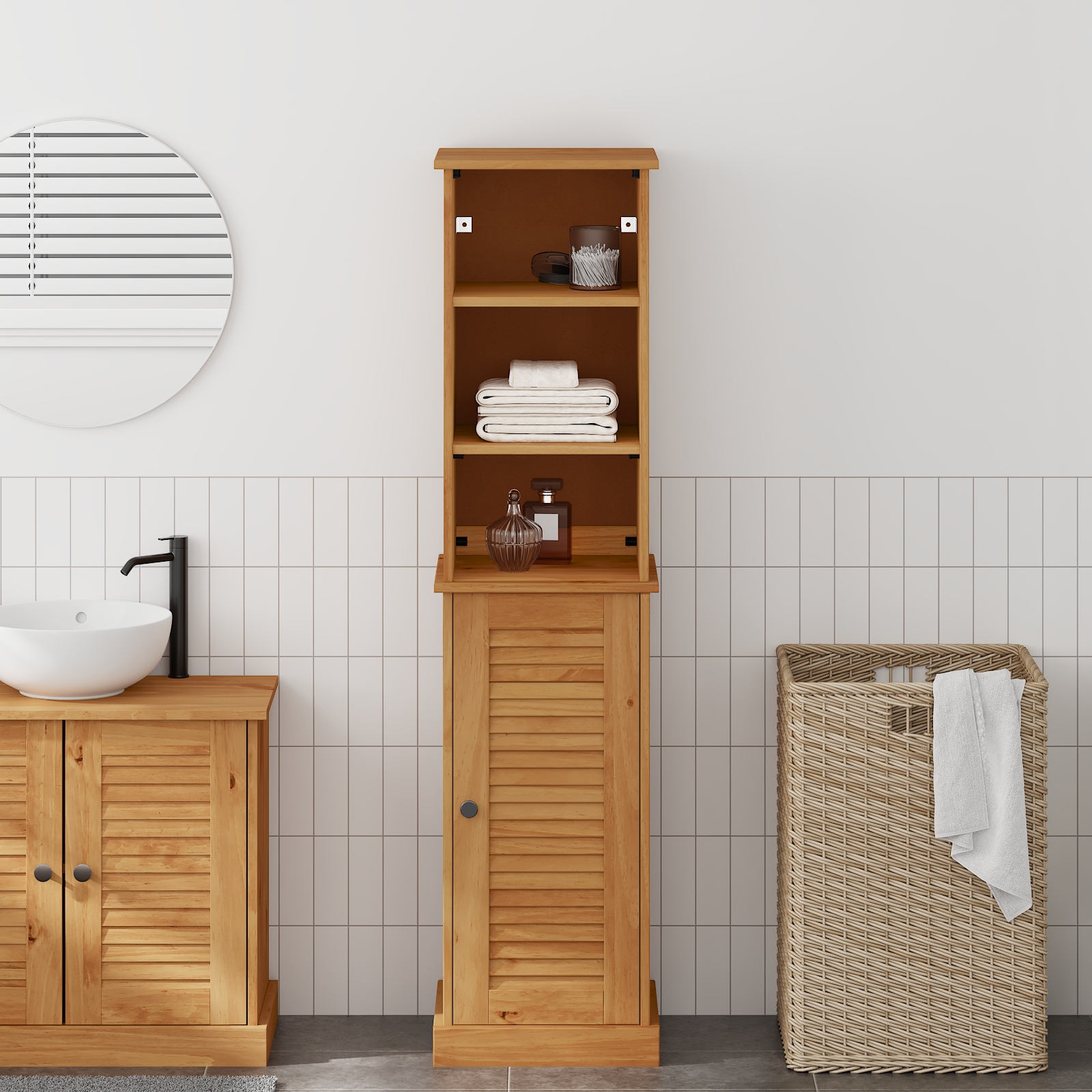 Badezimmermöbel Set 2 pcs Braun und Honigbraun 37 x 34 x 150 cm