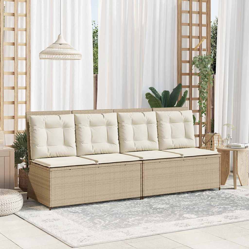 Gartenbank mit Kissen Beige Poly Rattan Gartenbank mit Kissen Beige Poly Rattan