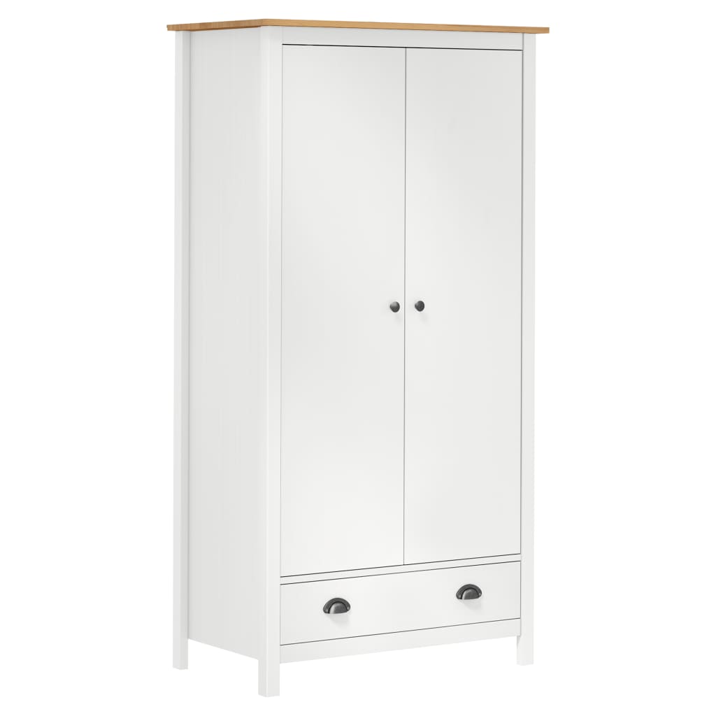 Kleiderschrank mit 2 Türen Hill Weiß 89x50x170 cm Kiefernholz Kleiderschrank mit 2 Türen Hill Weiß 89x50x170 cm Kiefernholz