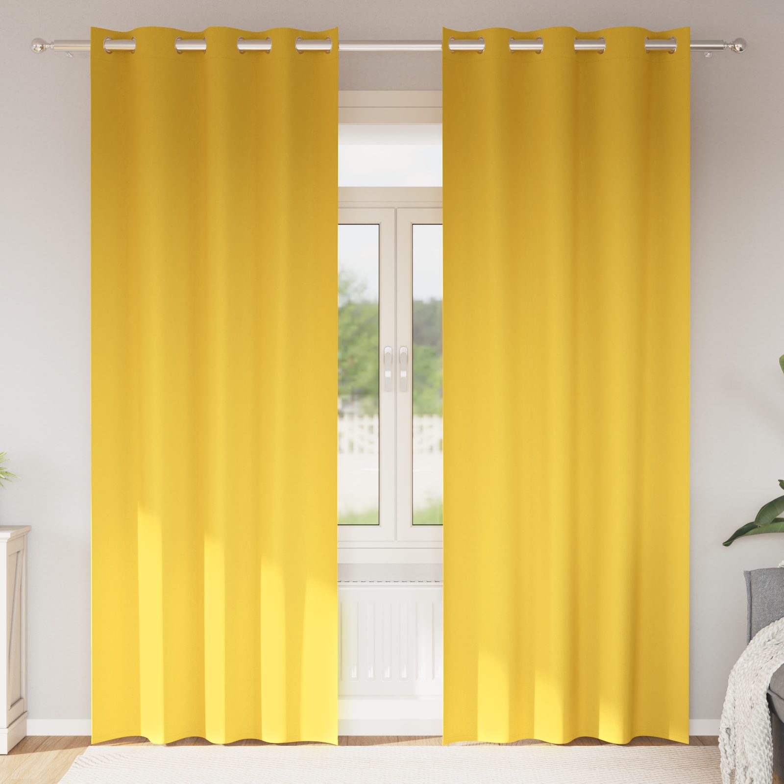 Vorhänge mit Vorhängen 2 pcs Senfgelb 245 x 140 cm Polyester Vorhänge mit Vorhängen 2 pcs Senfgelb 245 x 140 cm Polyester