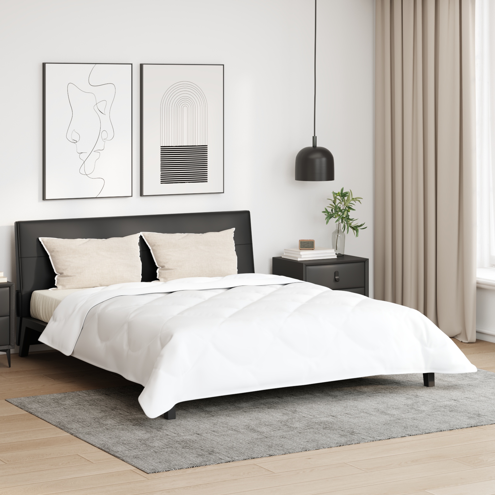 Winterbettdecke mit Kissen 3 pcs Weiß 240 x 220 cm Mikrofaser