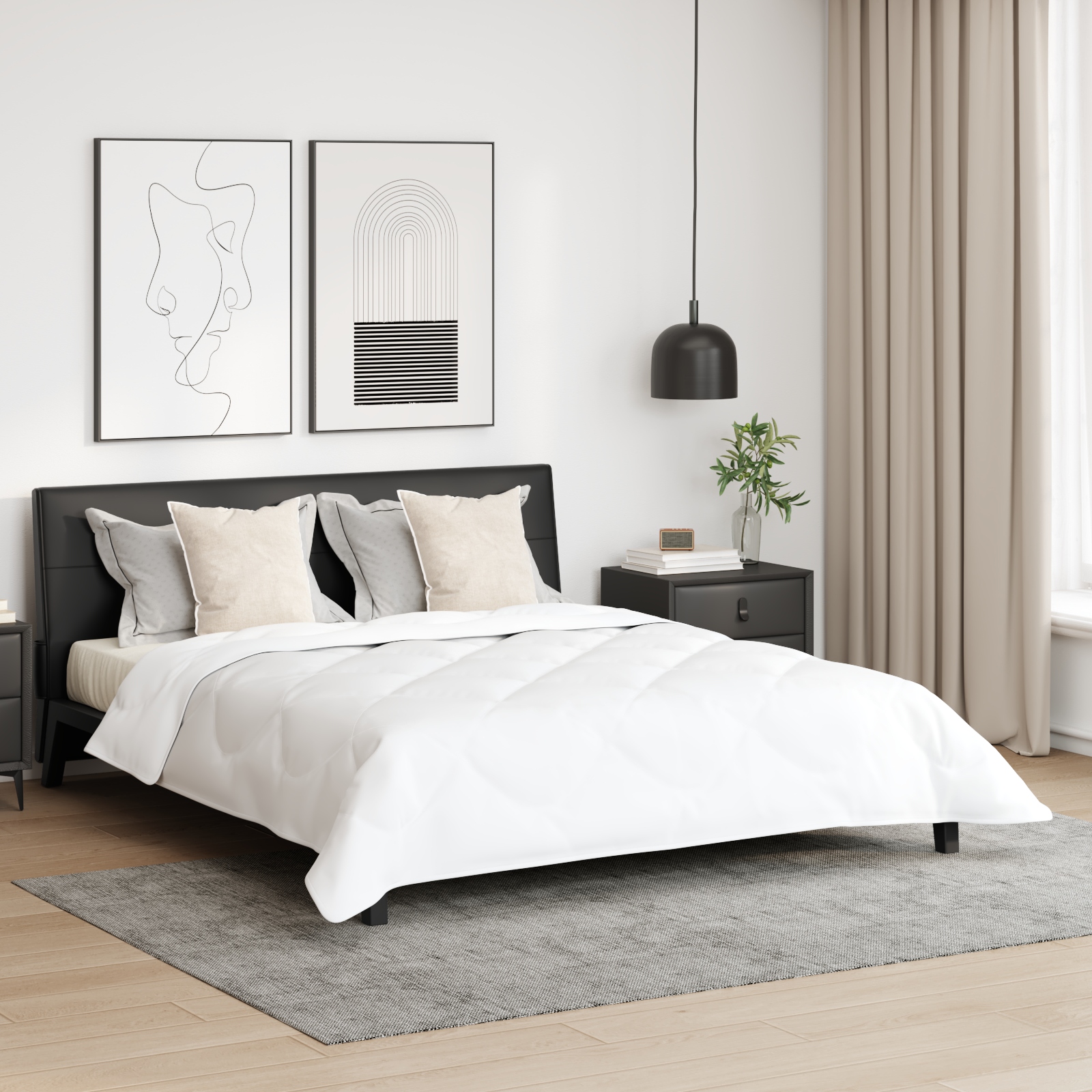 Bettdecke Sonstiges mit Kissen 3 pcs Weiß 200 x 220 cm Mikrofaser Bettdecke Sonstiges mit Kissen 3 pcs Weiß 200 x 220 cm Mikrofaser