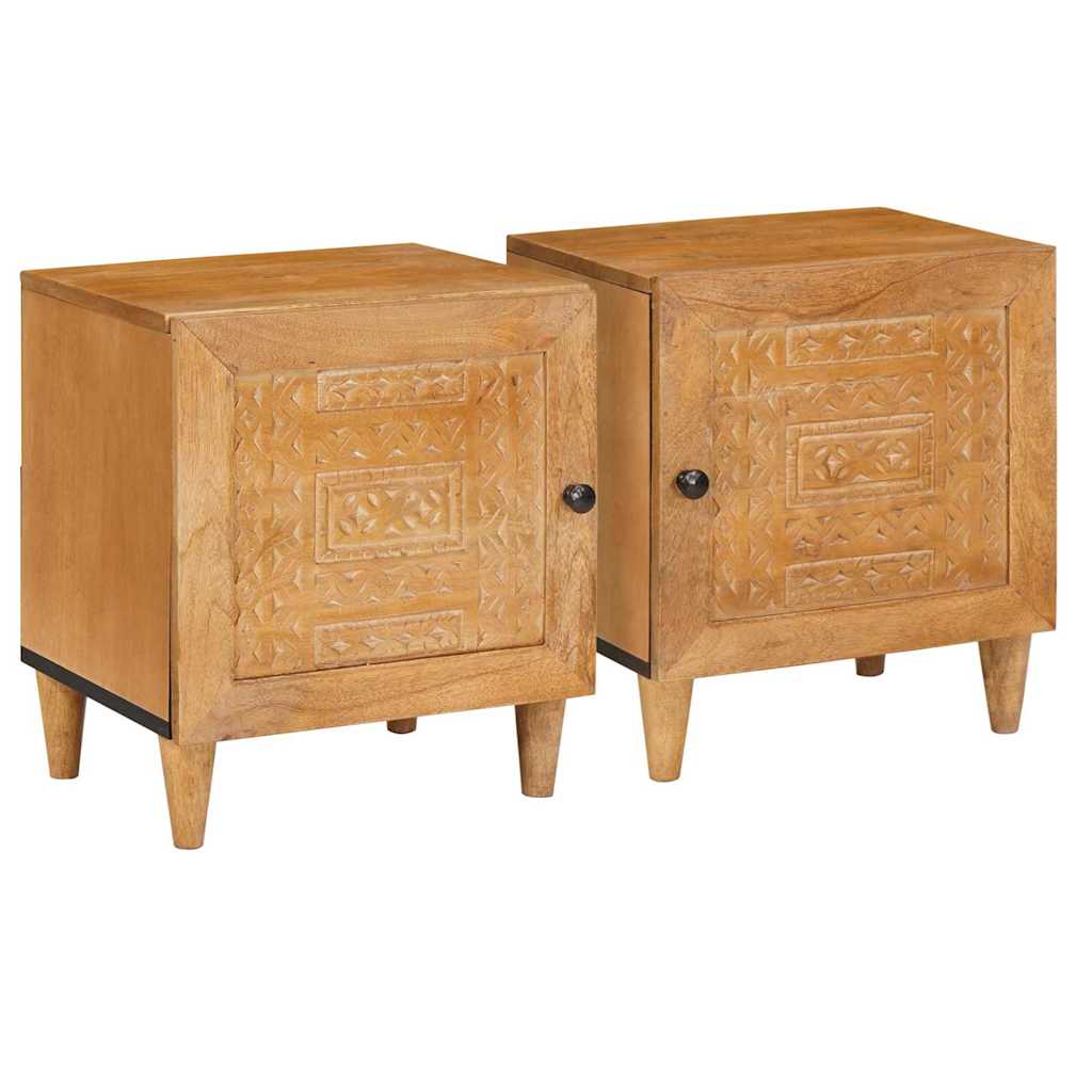 Nachttisch 2 pcs Hellbraun 40 x 33 x 46 cm massives Mangoholz