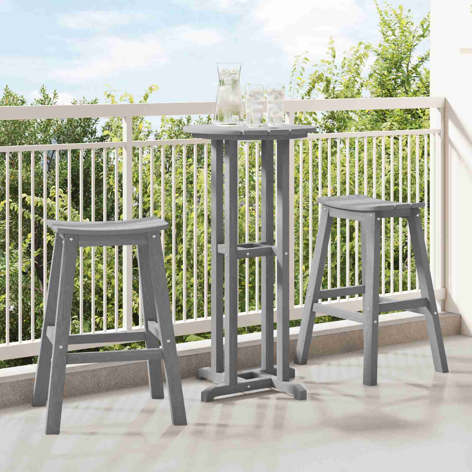 3-teiliges Garten Bar Set Hellgrau HDPE 3-teiliges Garten Bar Set Hellgrau HDPE