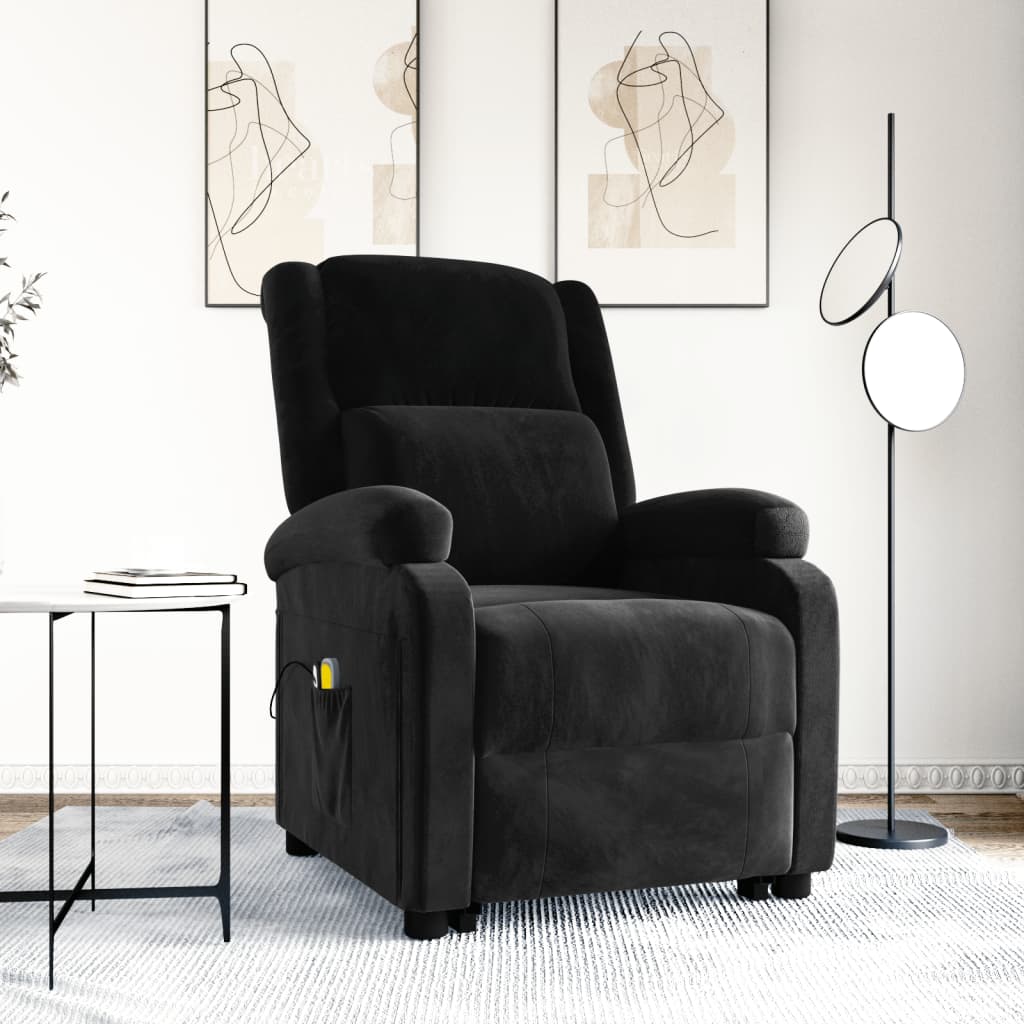Massagesessel mit Aufstehhilfe Schwarz Samt Massagesessel mit Aufstehhilfe Schwarz Samt