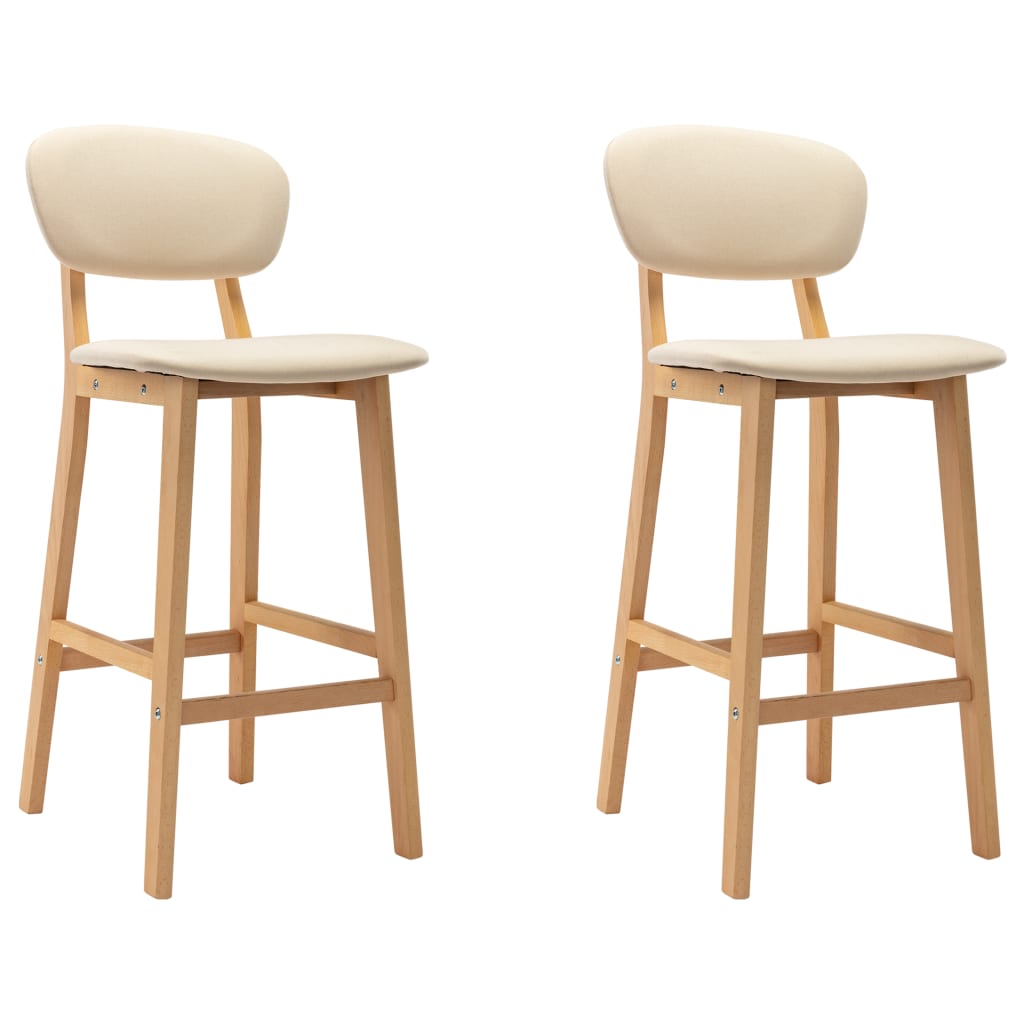 Barhocker 2 Stk. Creme Stoff Barhocker 2 Stk. Creme Stoff