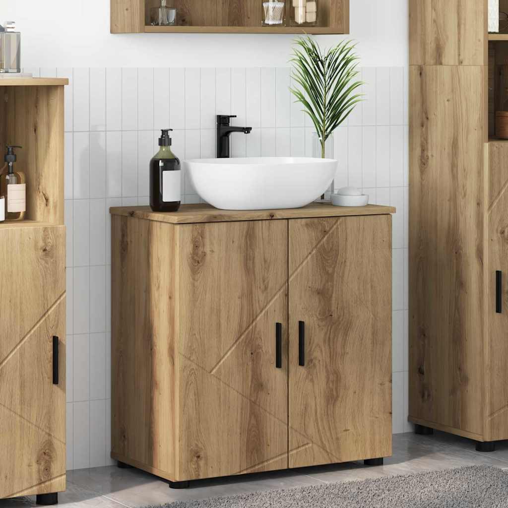 Badezimmer Schrank mit Regal Eiche handwerklich 61 x 35 x 64 cm