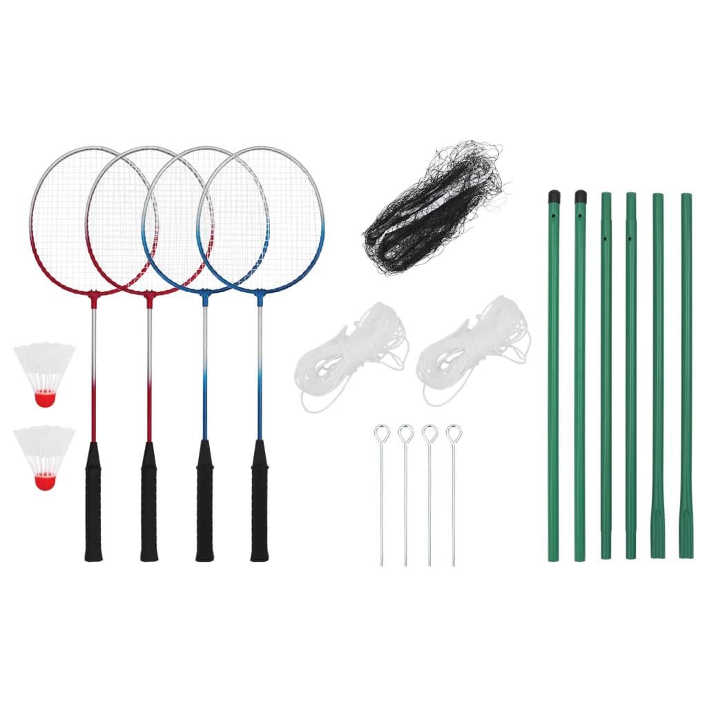 Badminton-Set mit 4 Schlägern und Netz 620x151 cm Badminton-Set mit 4 Schlägern und Netz 620x151 cm