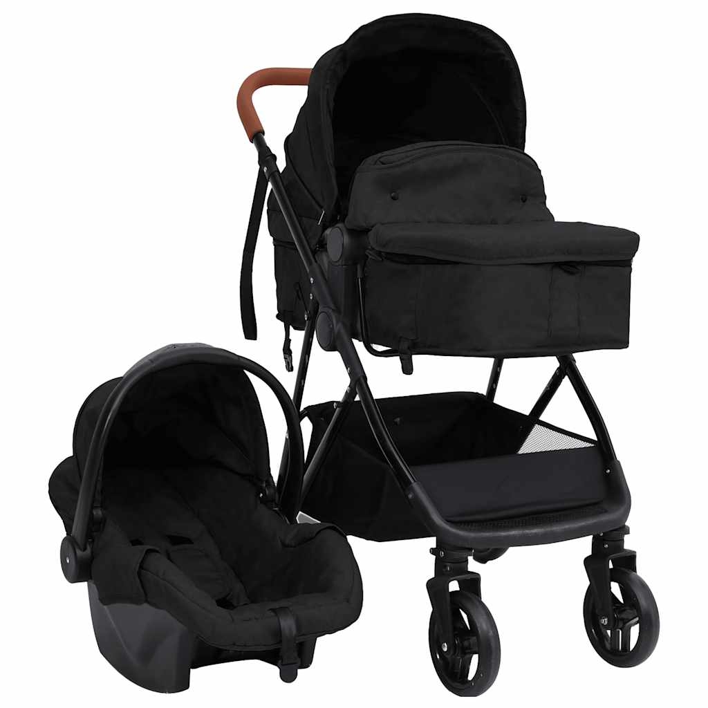 3-in-1 Kinderwagen Anthrazit und Schwarz Stahl 3-in-1 Kinderwagen Anthrazit und Schwarz Stahl