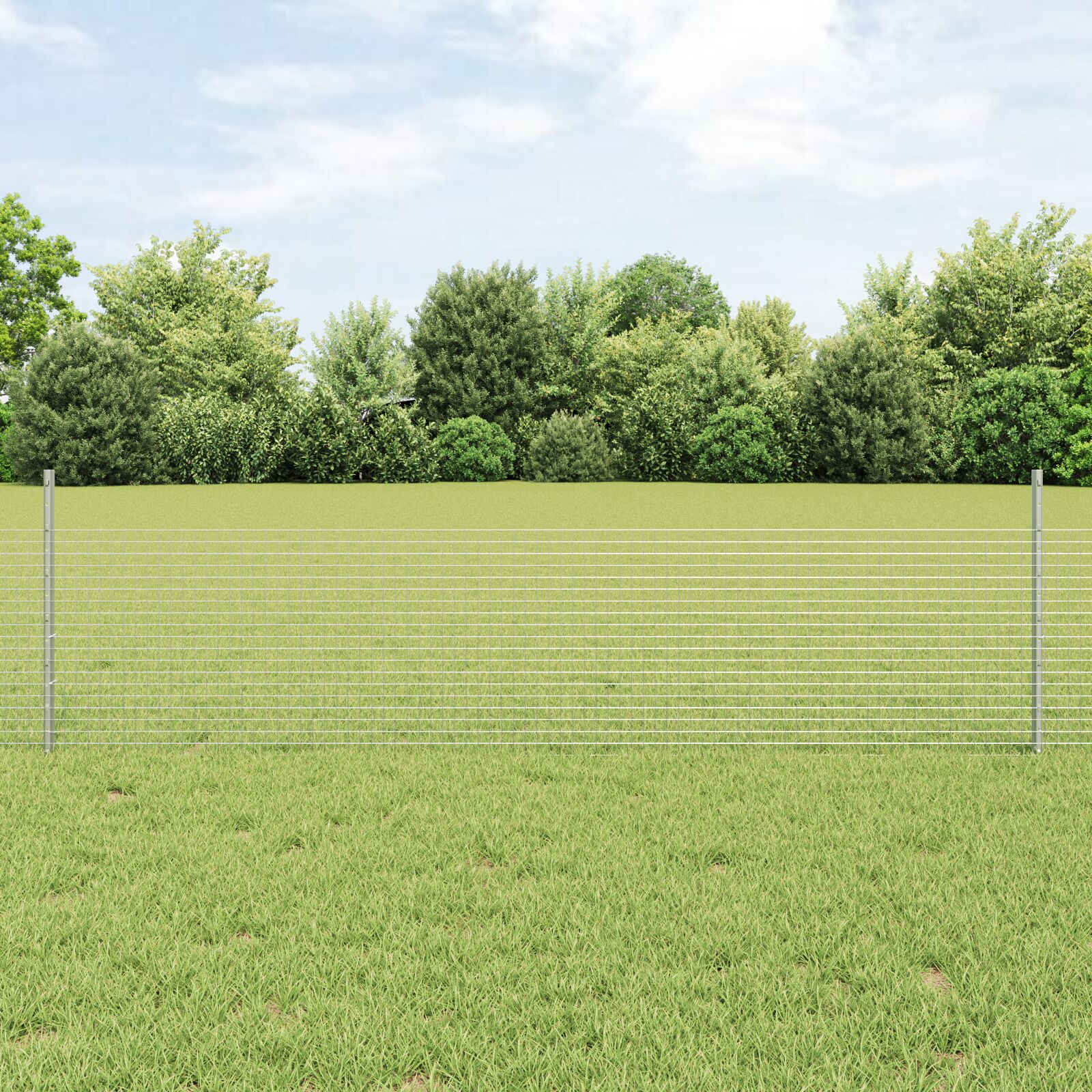 Geschweißter Drahtzaun mit 22 U-Pfosten Silber 0.5x50 m Stahl